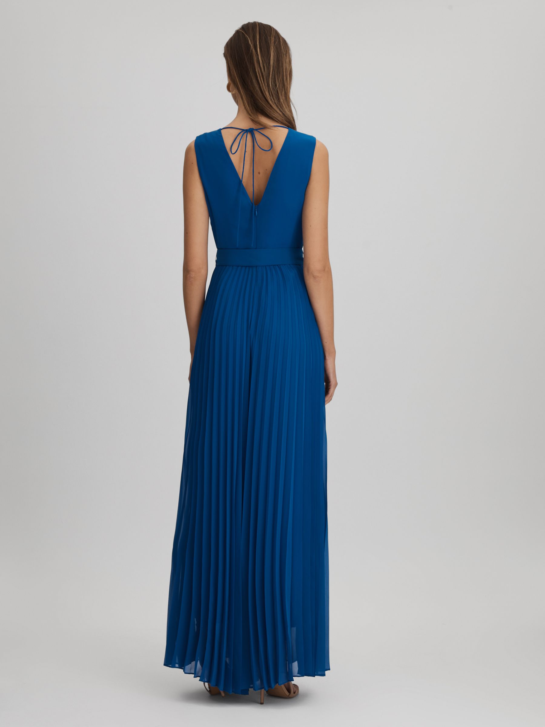 Pleated Belted Jumpsuit in Cobalt Blue - Image 5 of 6