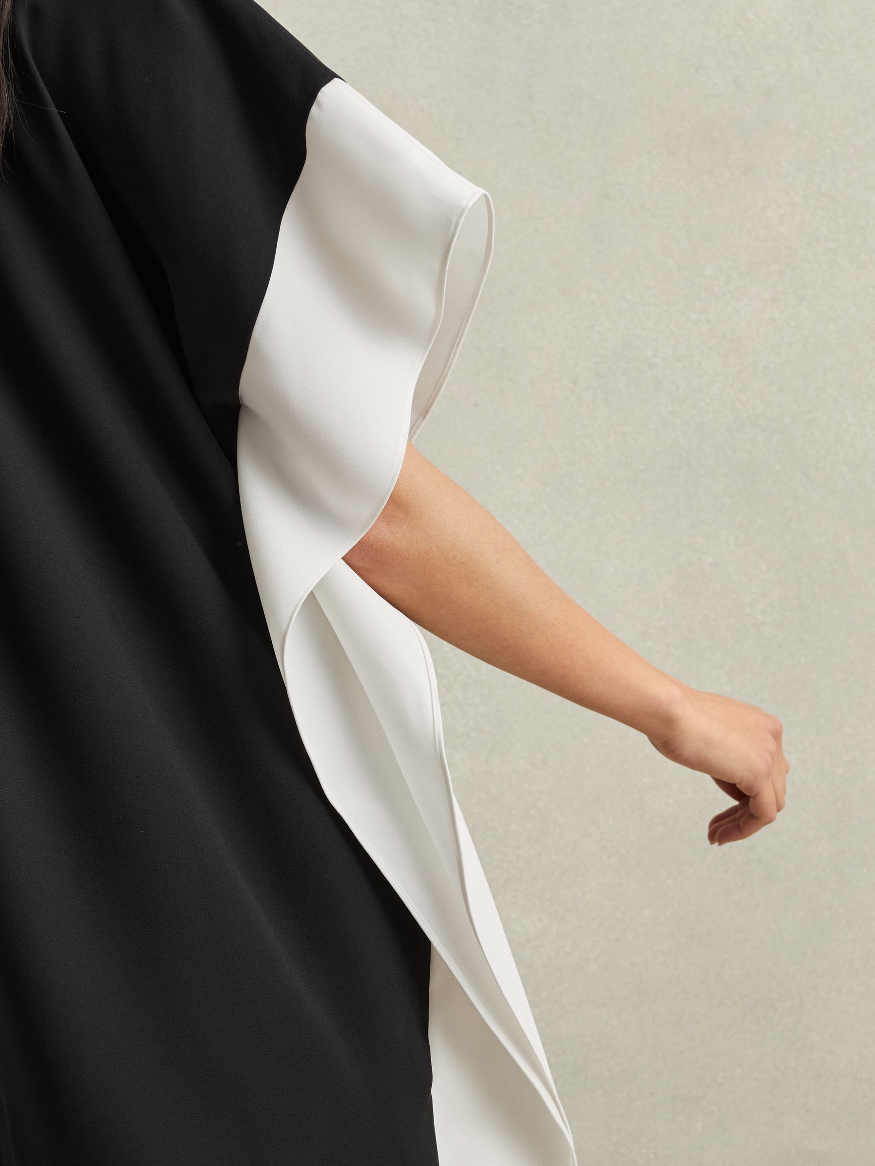 Colourblock Side Drape Tunic in Black/Nude - Image 5 of 6