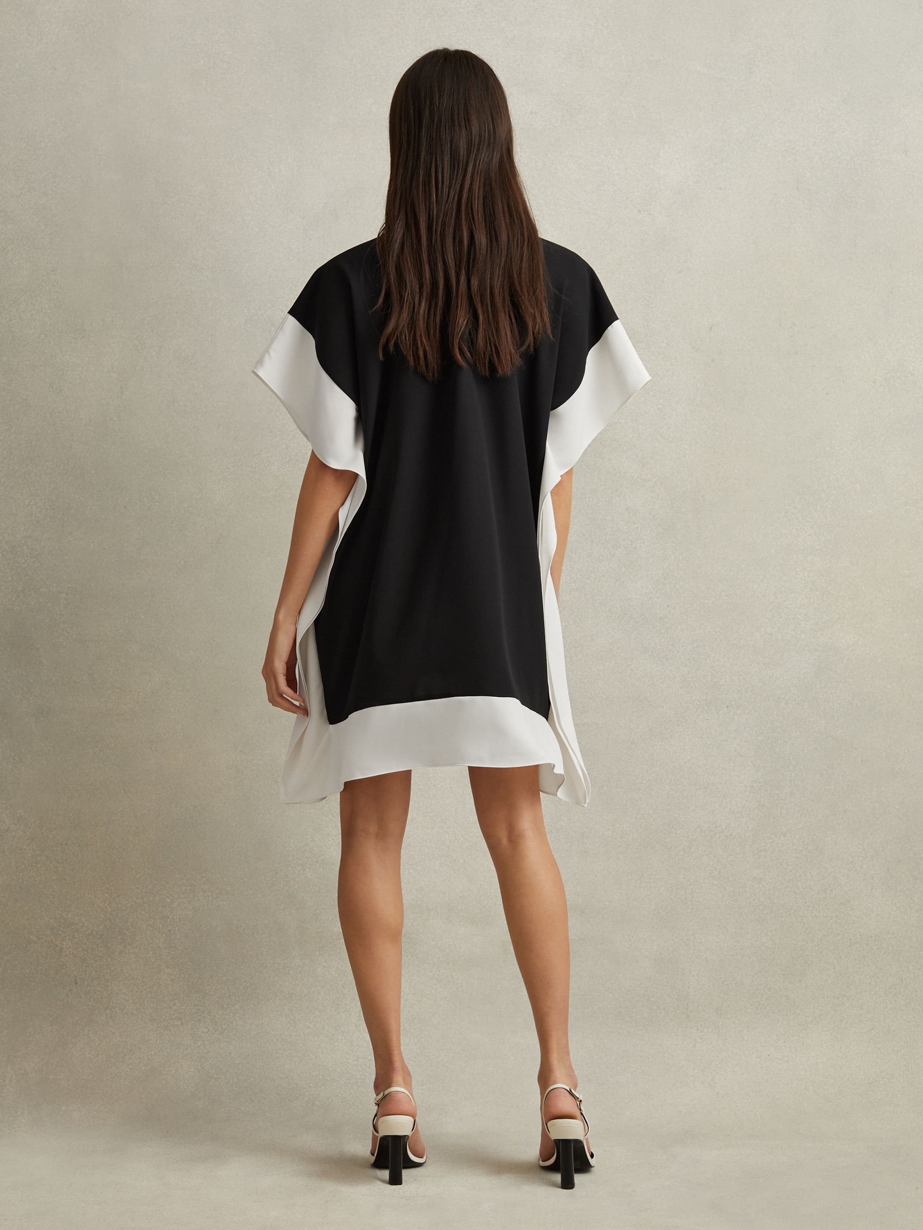 Colourblock Side Drape Tunic in Black/Nude - Image 6 of 6