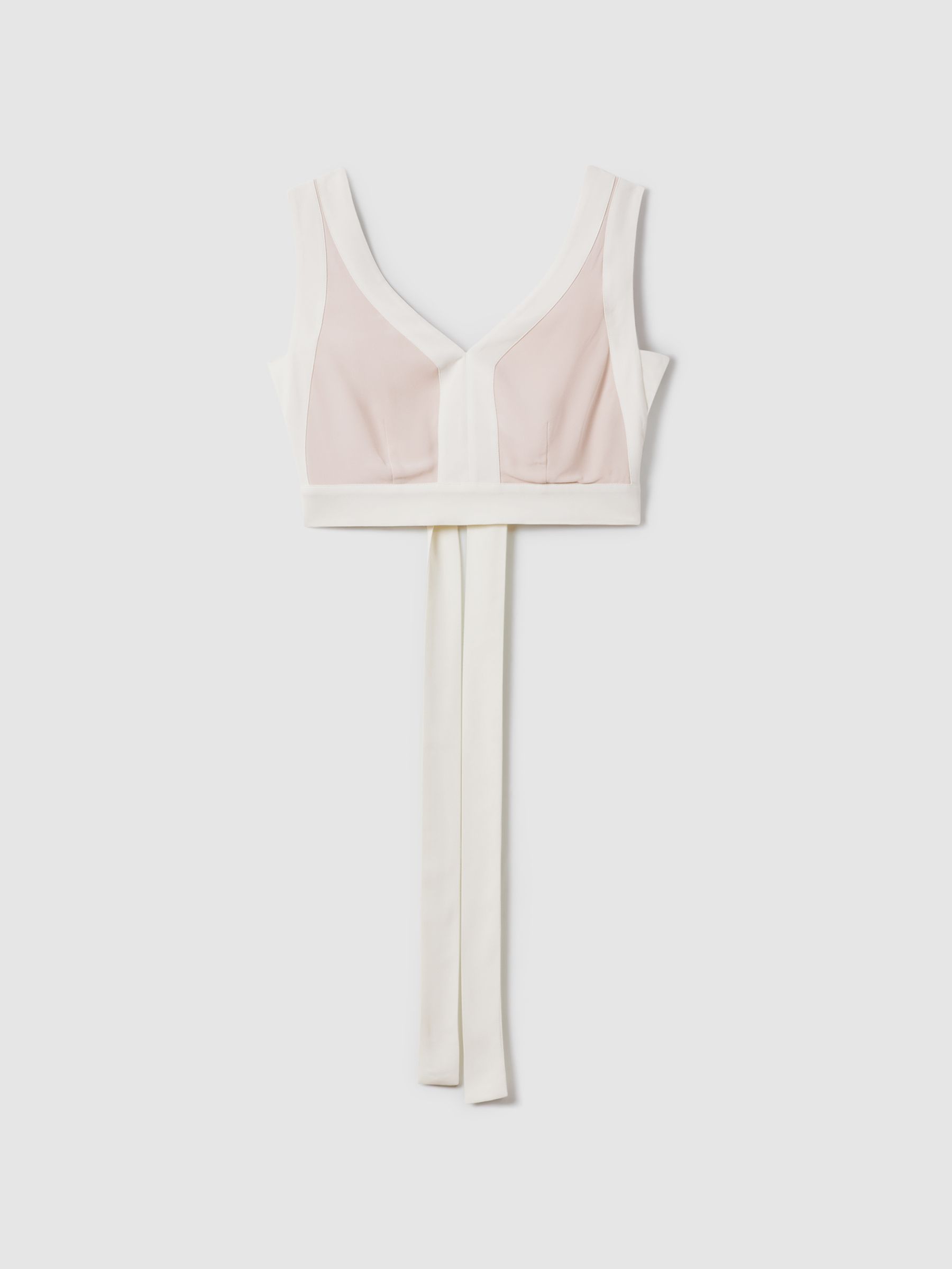 Contrast Trim Co-Ord Crop Top in Nude/Ivory - Image 2 of 6