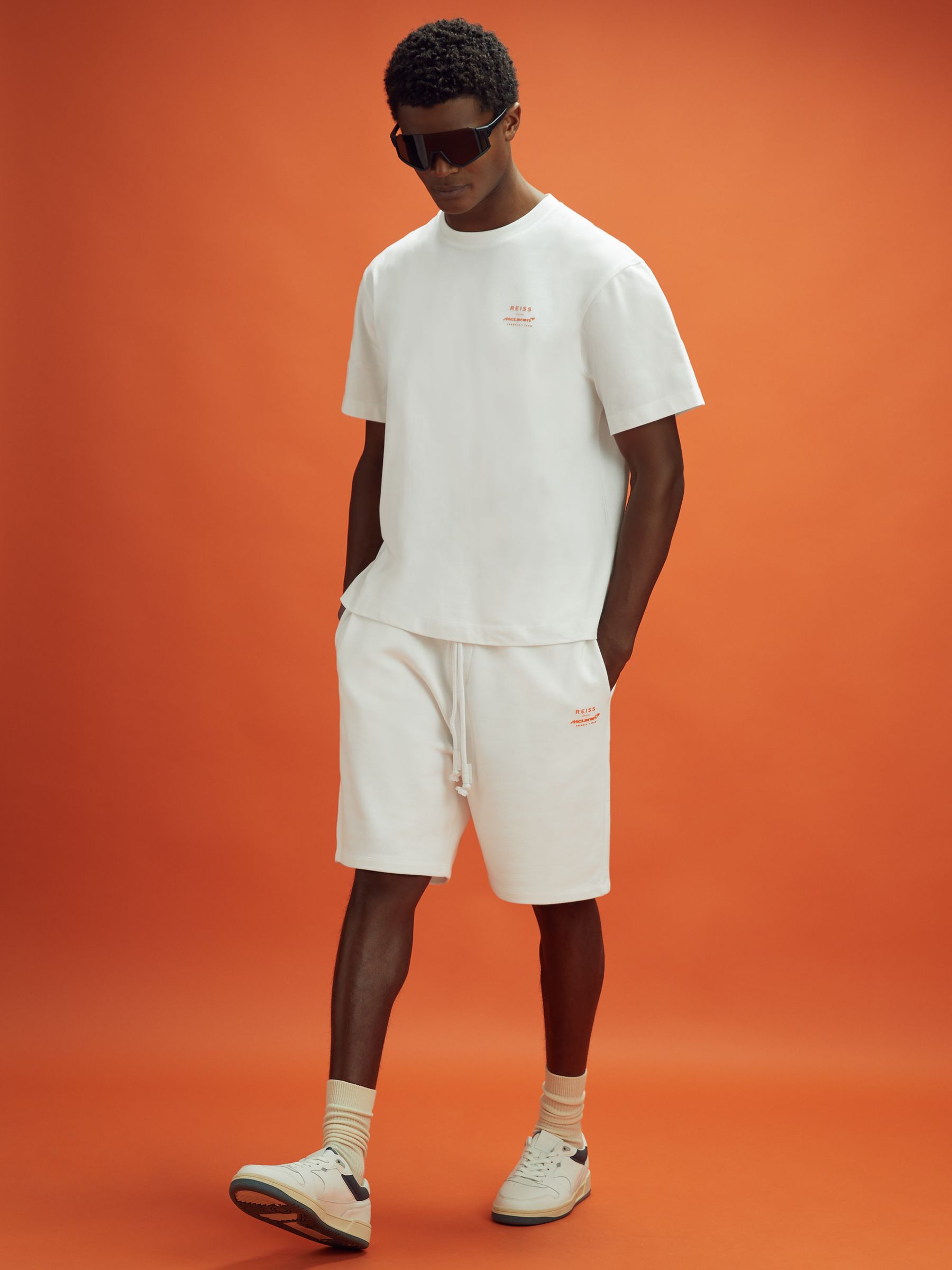 McLaren F1 Cotton Drawstring Shorts in White - Image 3 of 7