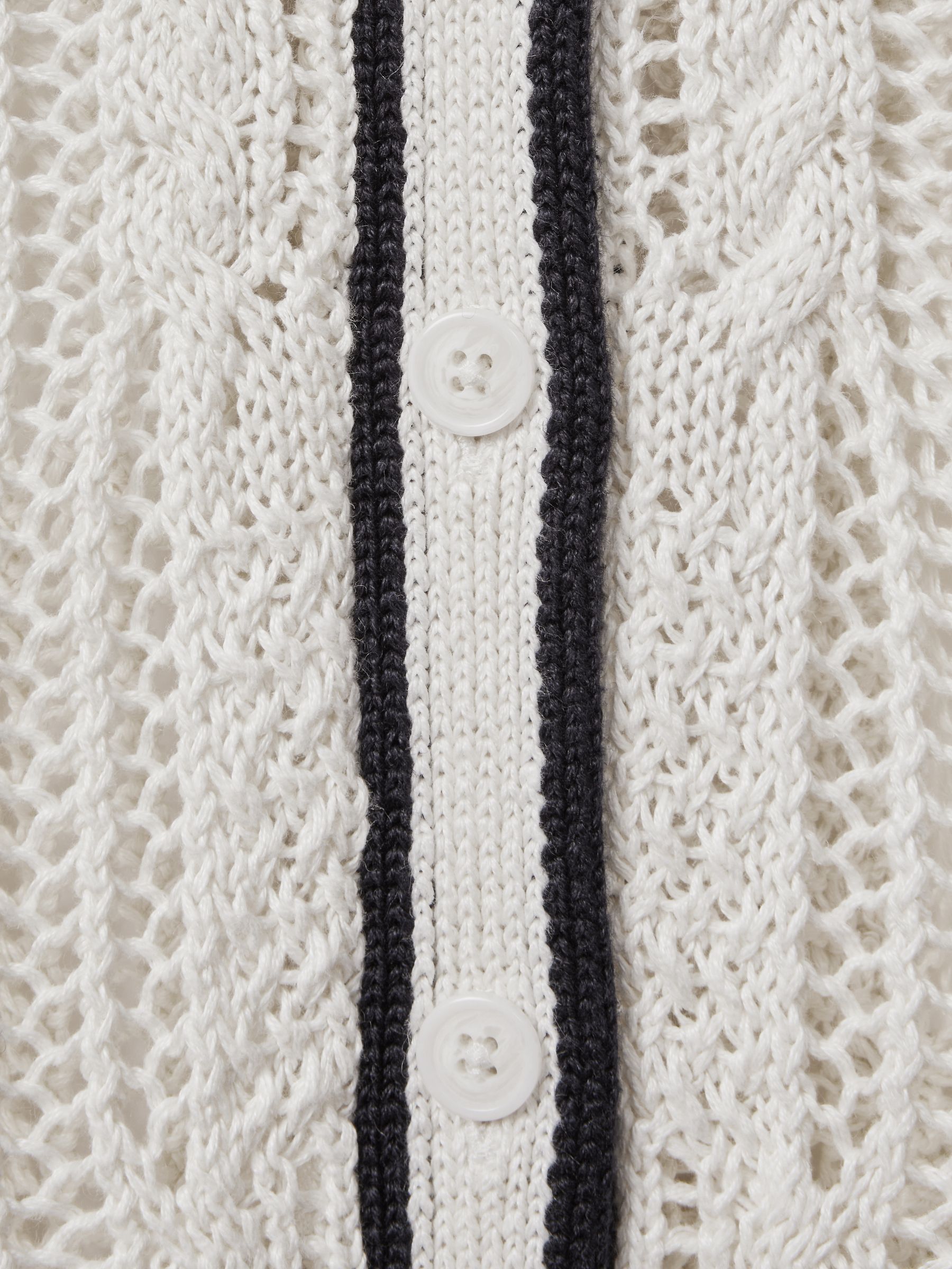 Linen Open Stitch Shirt in Ivory/Navy - Image 5 of 5