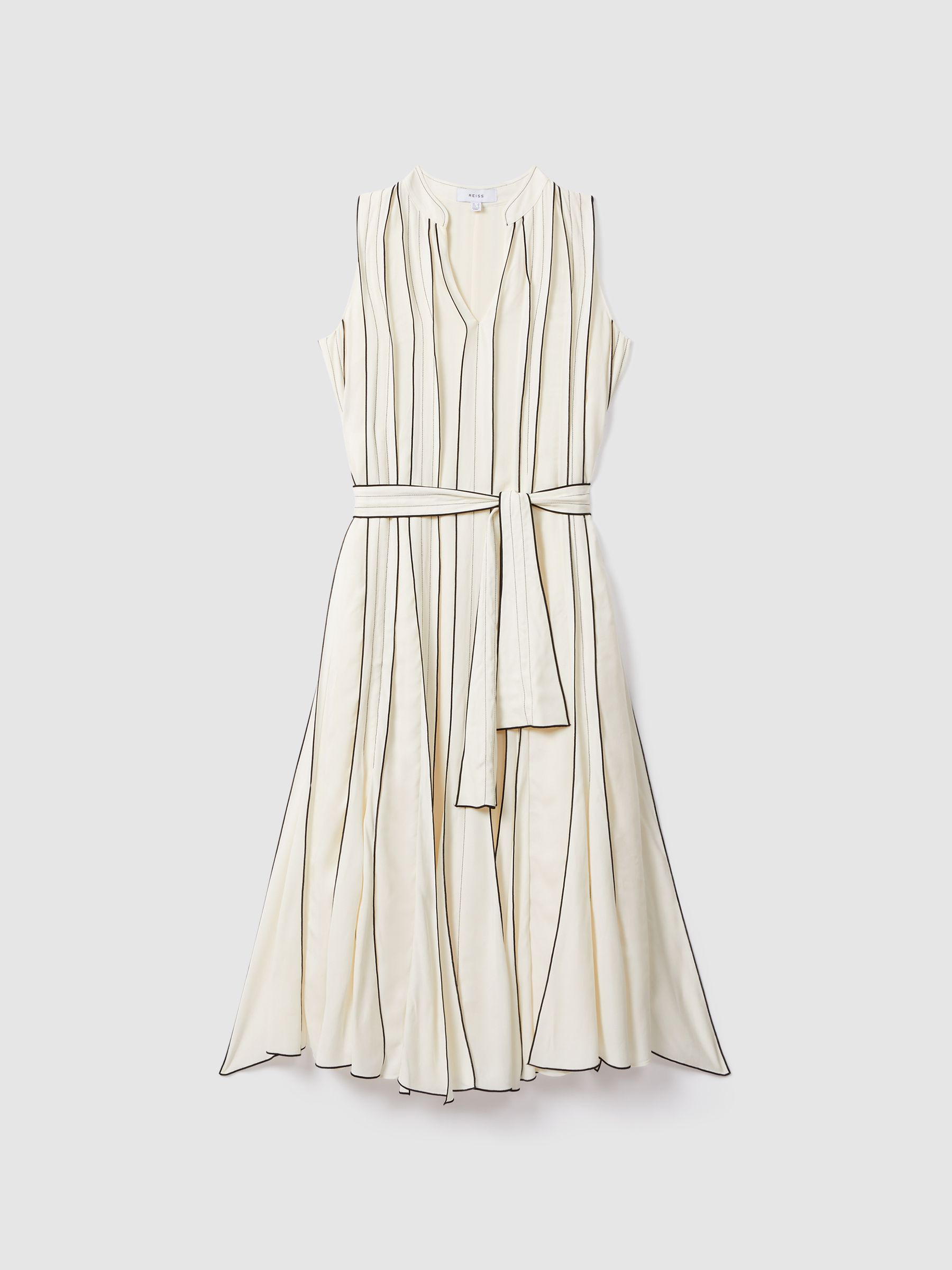 Contrast Ruffle Midi Dress in Ivory - Image 2 of 7