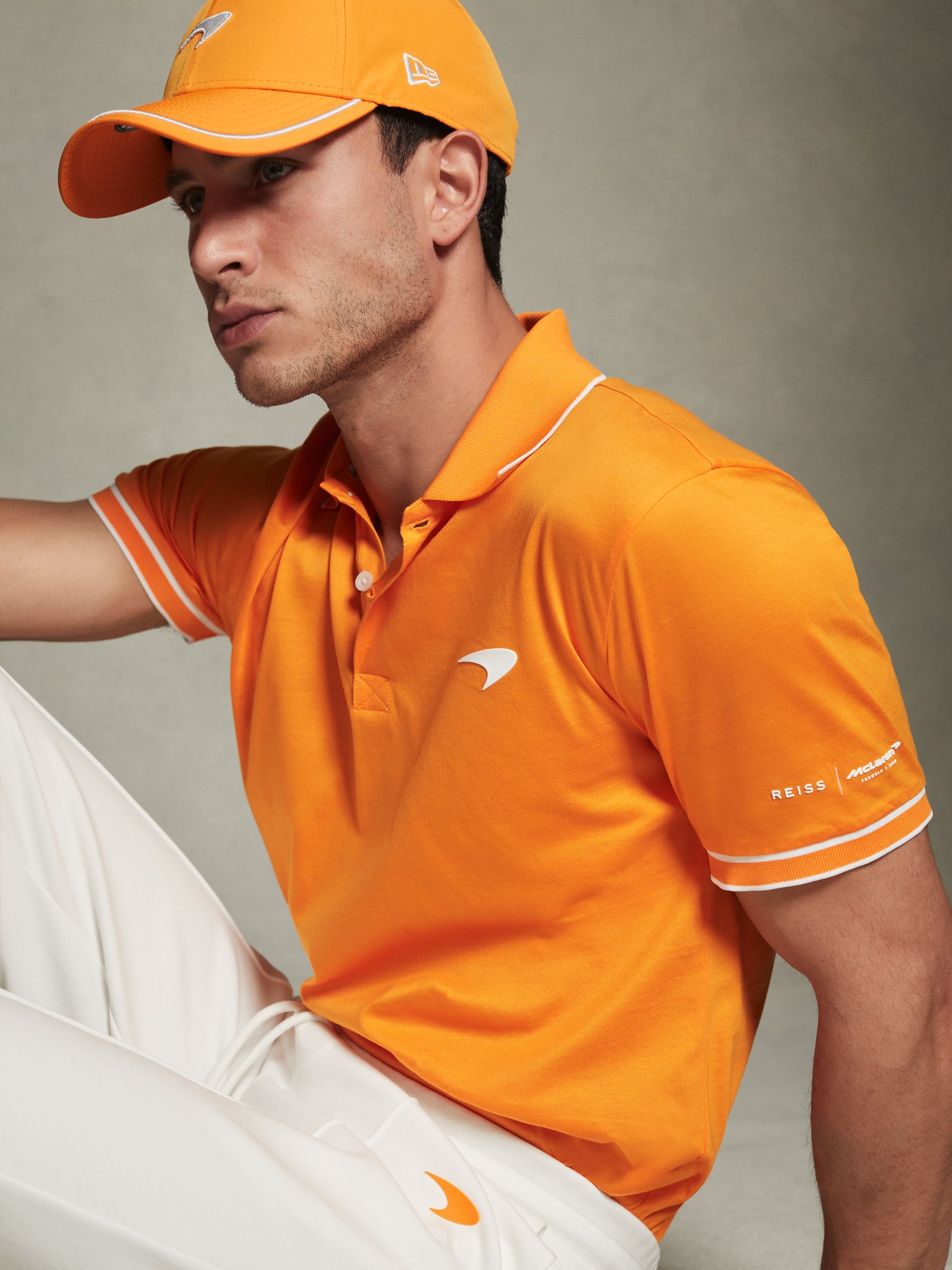 McLaren F1 Mercerised Cotton Polo Shirt in Papaya - Image 3 of 7