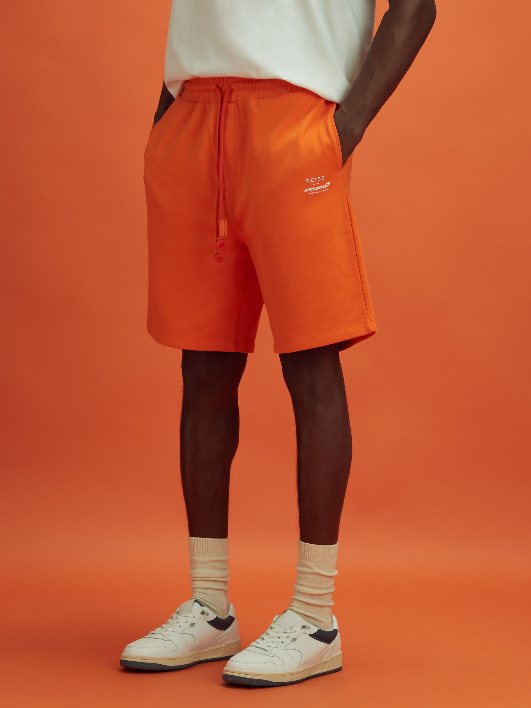 McLaren F1 Cotton Drawstring Shorts in Papaya - Image 3 of 7
