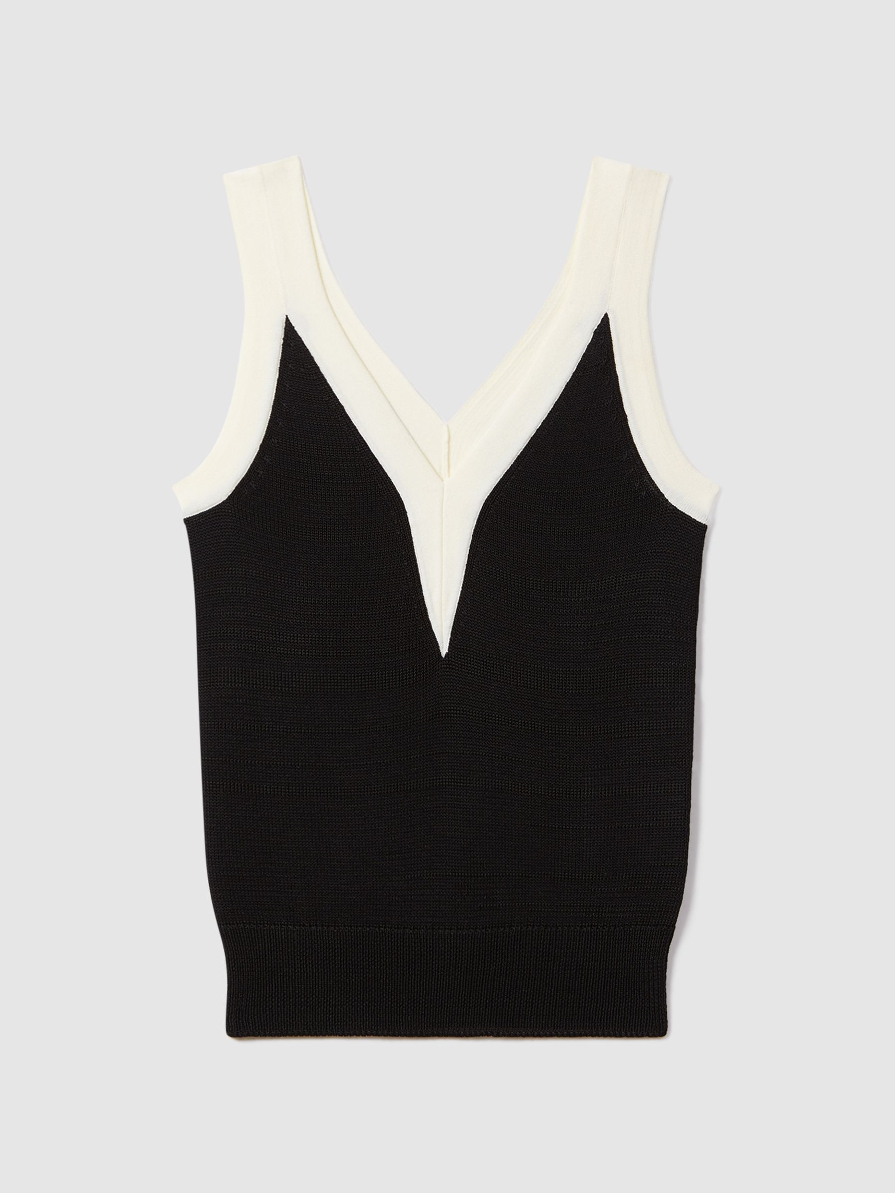 Colourblock V-Neck Vest in Black/White - Image 2 of 5 Colourblock V-Neck Vest in Black/White - Image 2 of 5