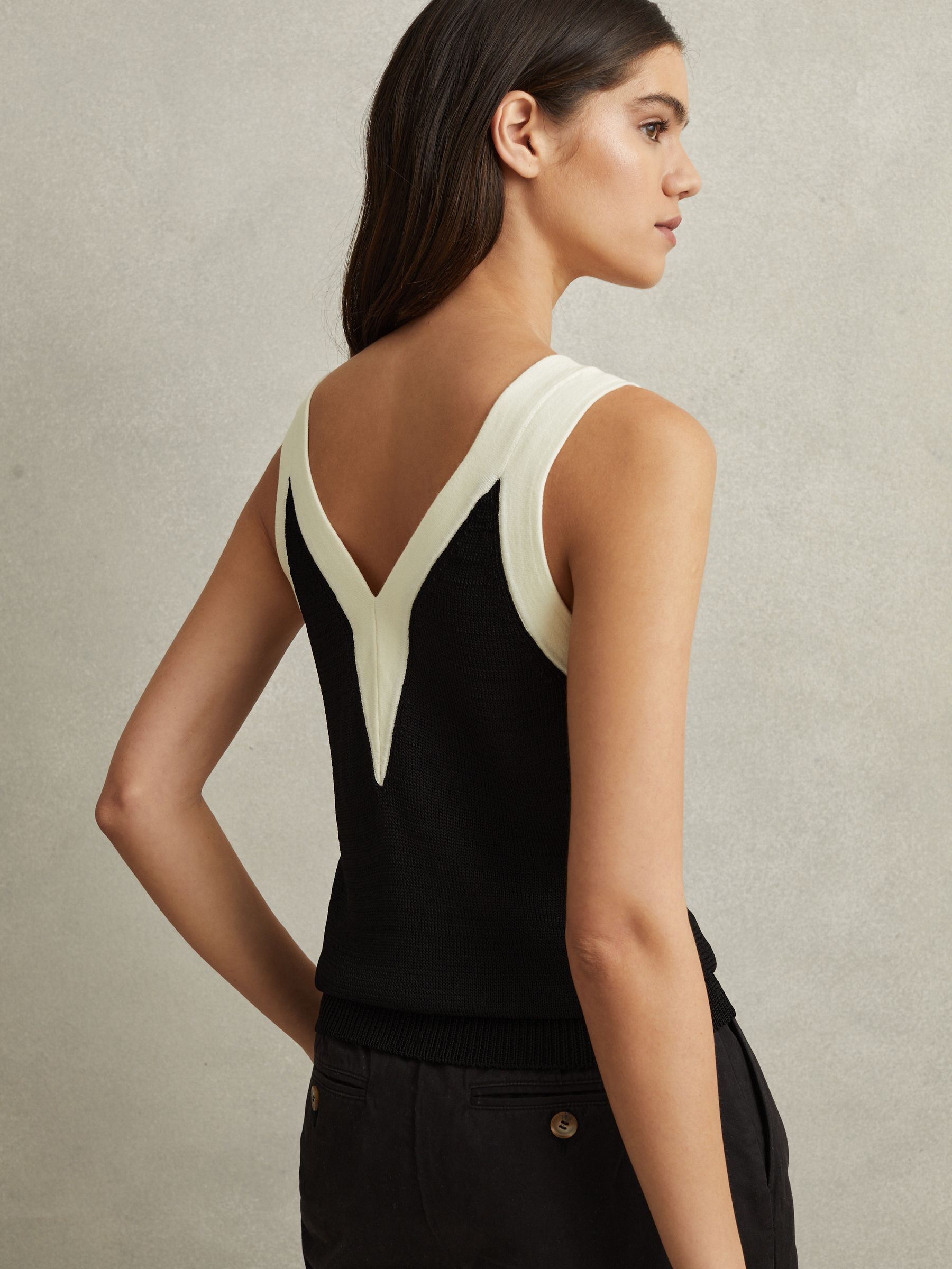 Colourblock V-Neck Vest in Black/White - Image 5 of 5