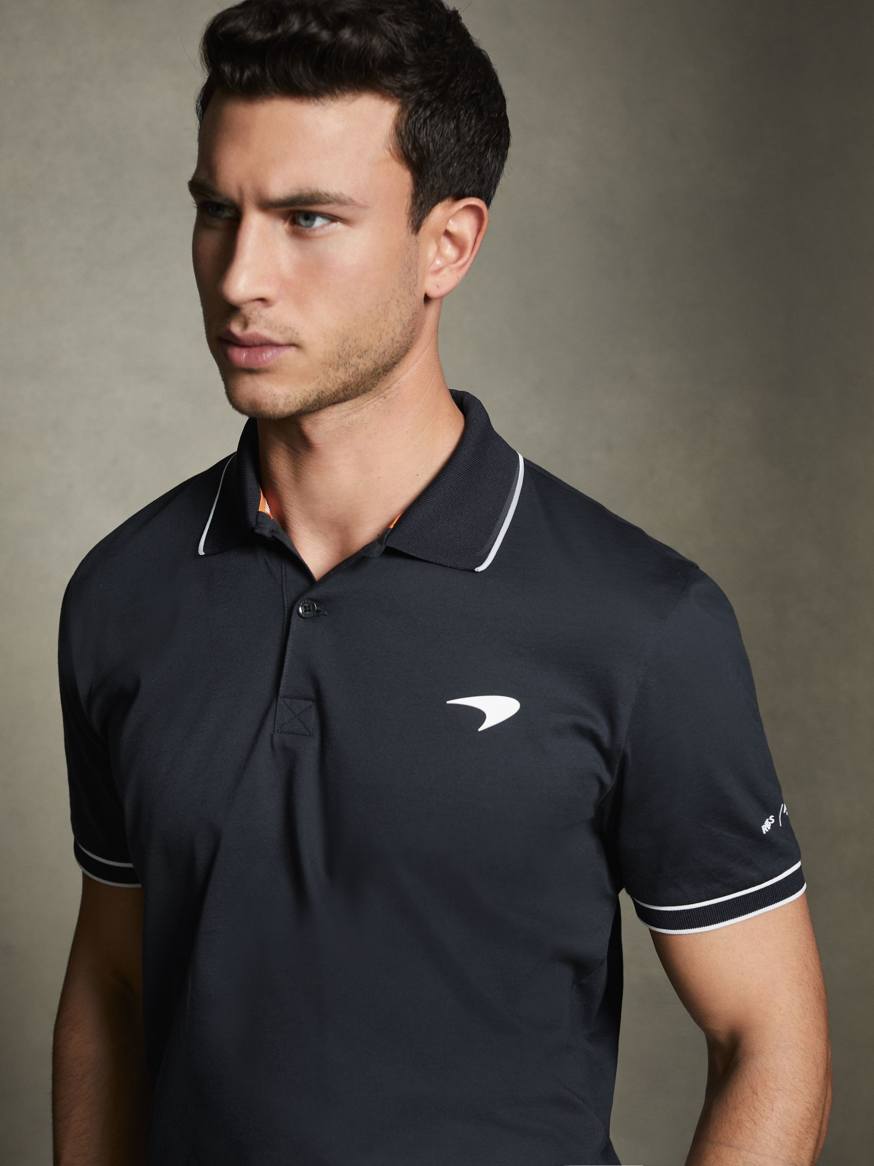 McLaren F1 Mercerised Cotton Polo Shirt in Navy - Image 3 of 7
