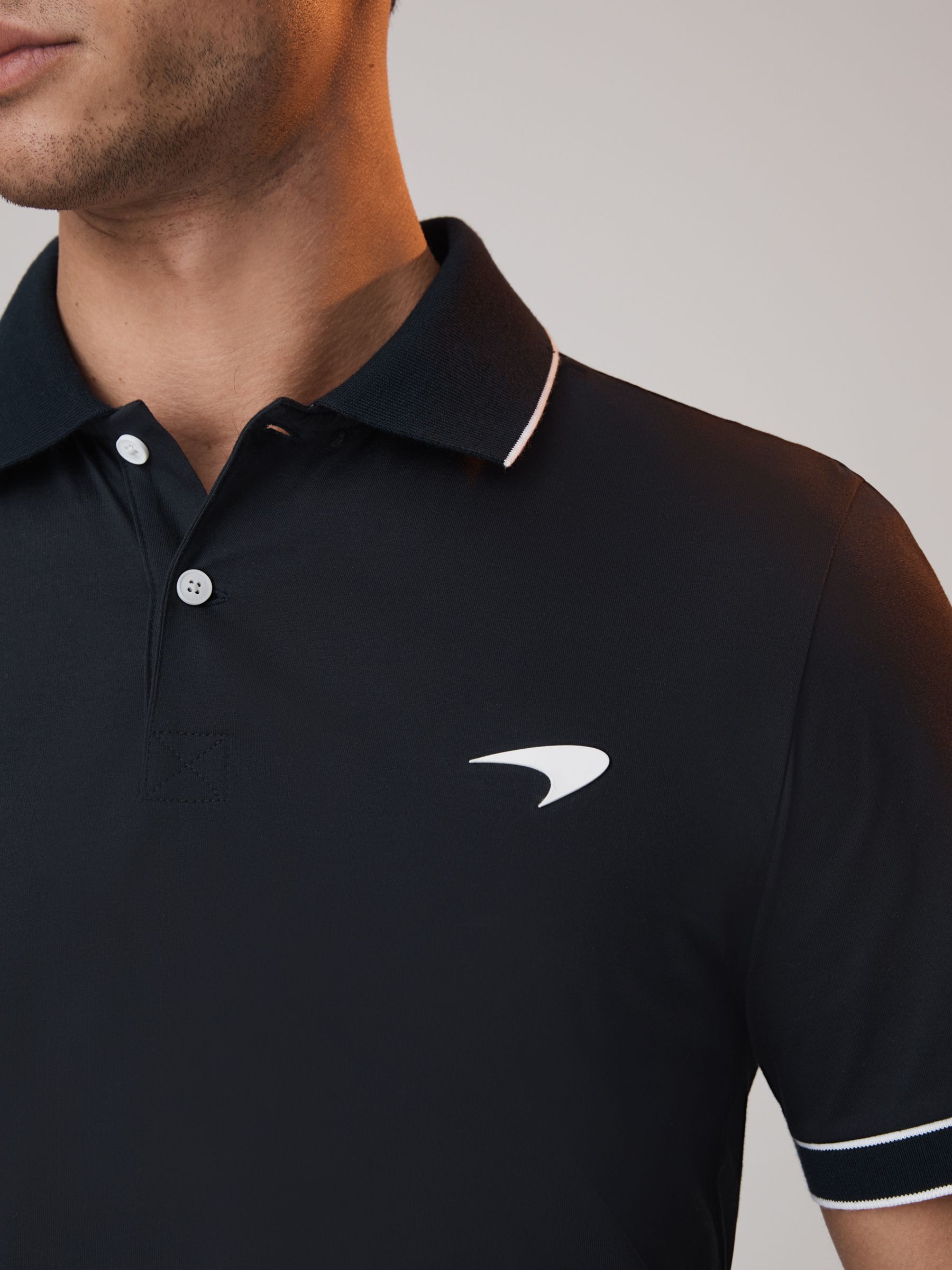 McLaren F1 Mercerised Cotton Polo Shirt in Navy - Image 6 of 7