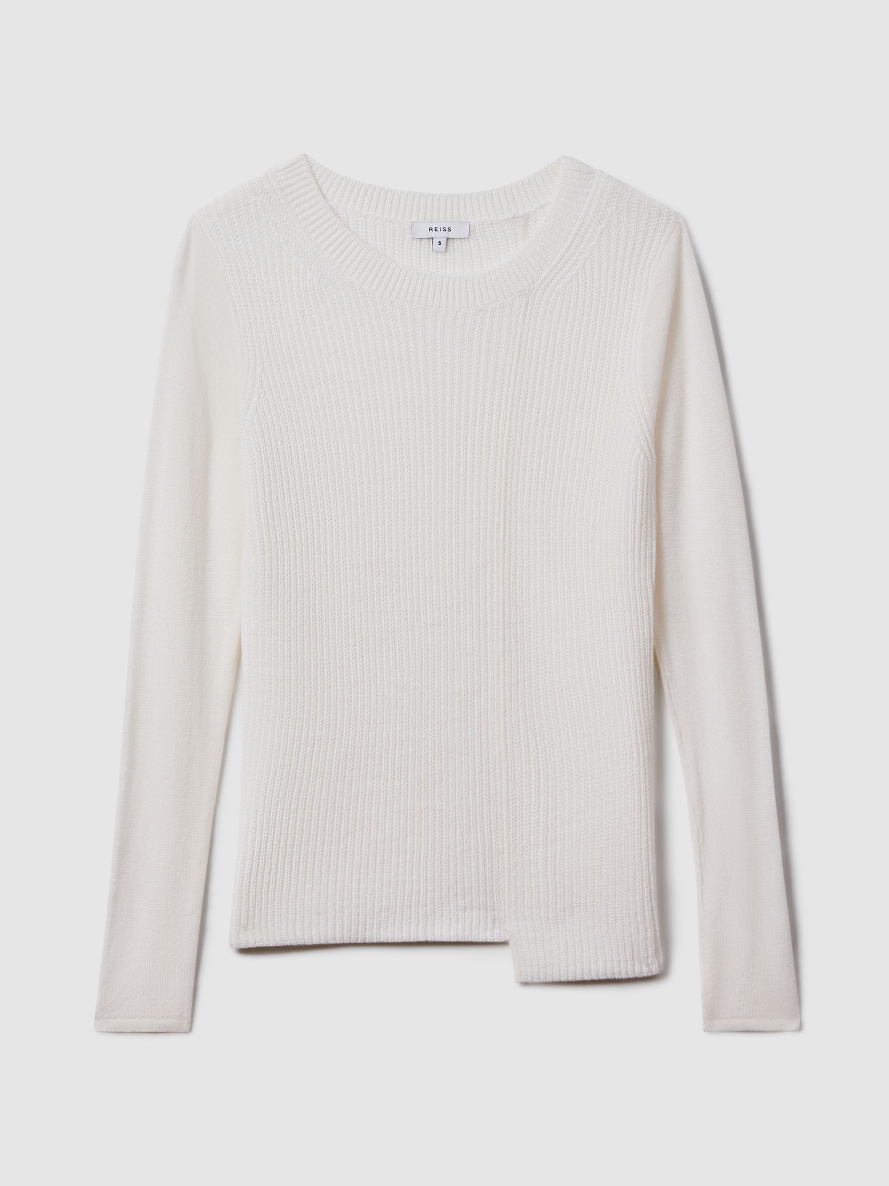 Knitted Crew Neck Top in Ivory - Image 2 of 6