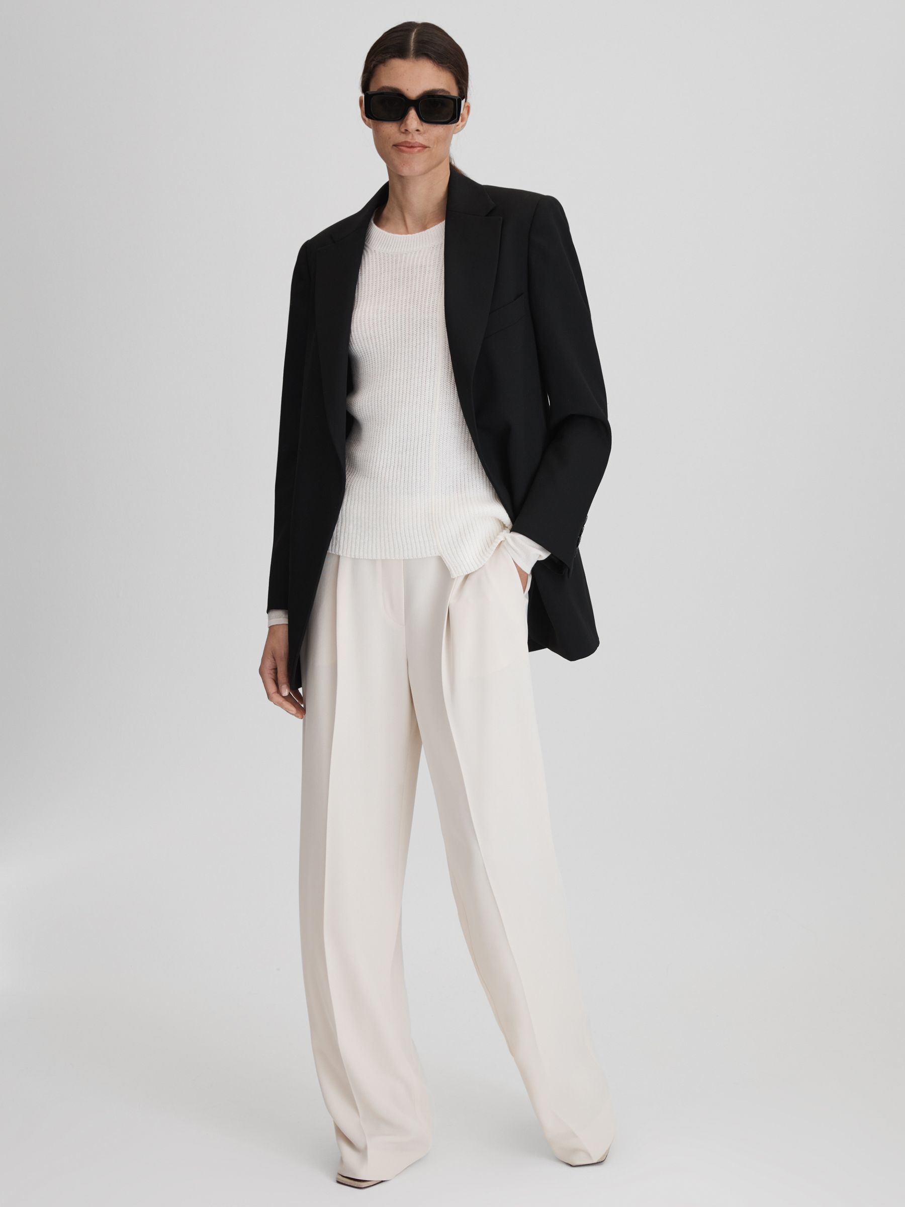 Knitted Crew Neck Top in Ivory - Image 3 of 6
