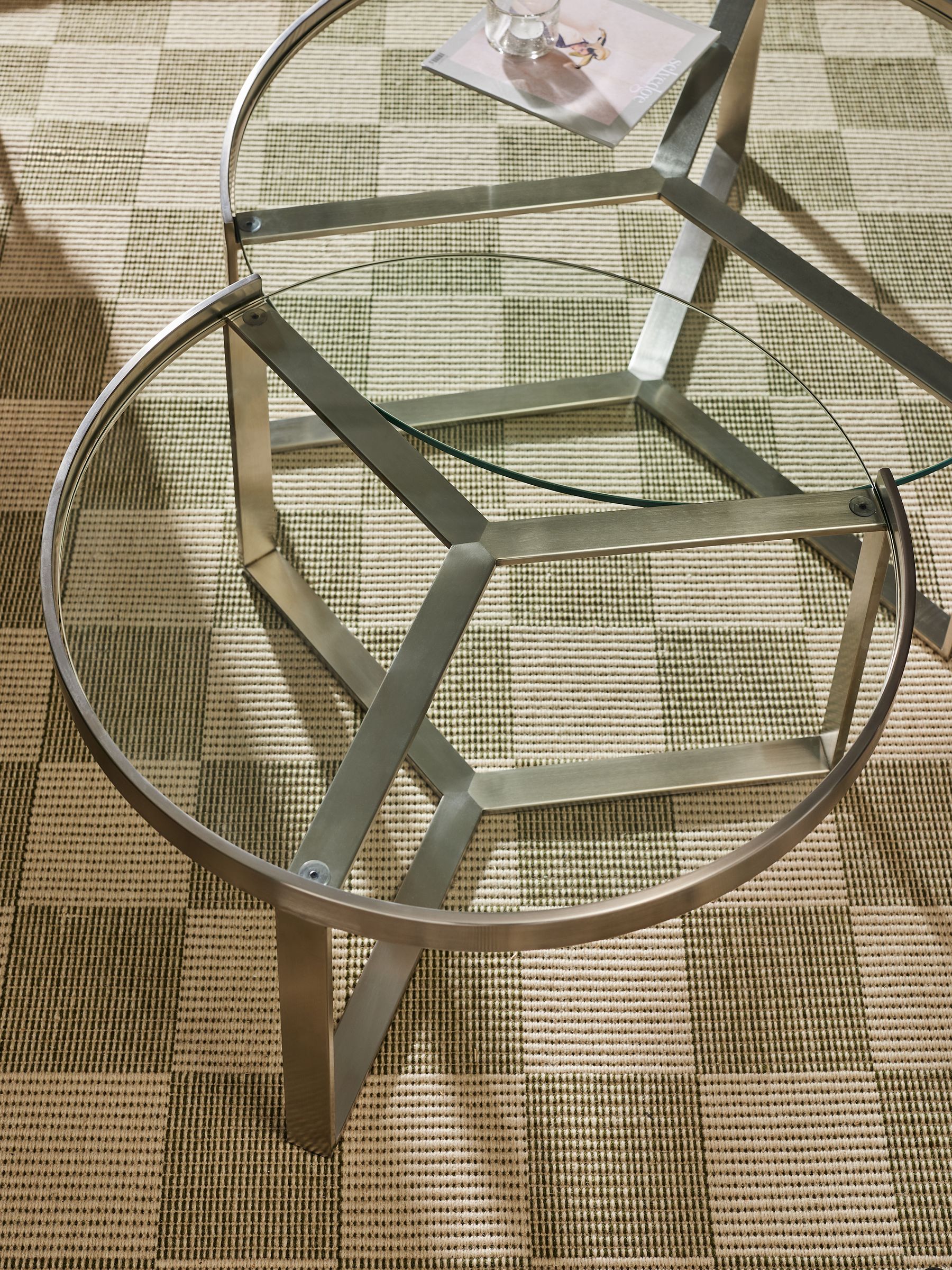 Aula Nest of 2 Round Coffee Table in Brushed Steel - Image 2 of 3