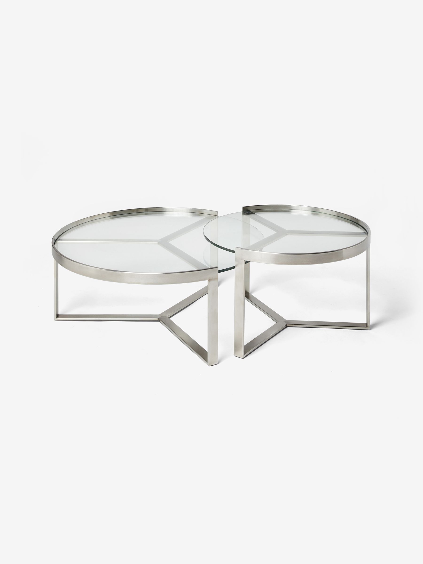 Aula Nest of 2 Round Coffee Table in Brushed Steel - Image 3 of 3