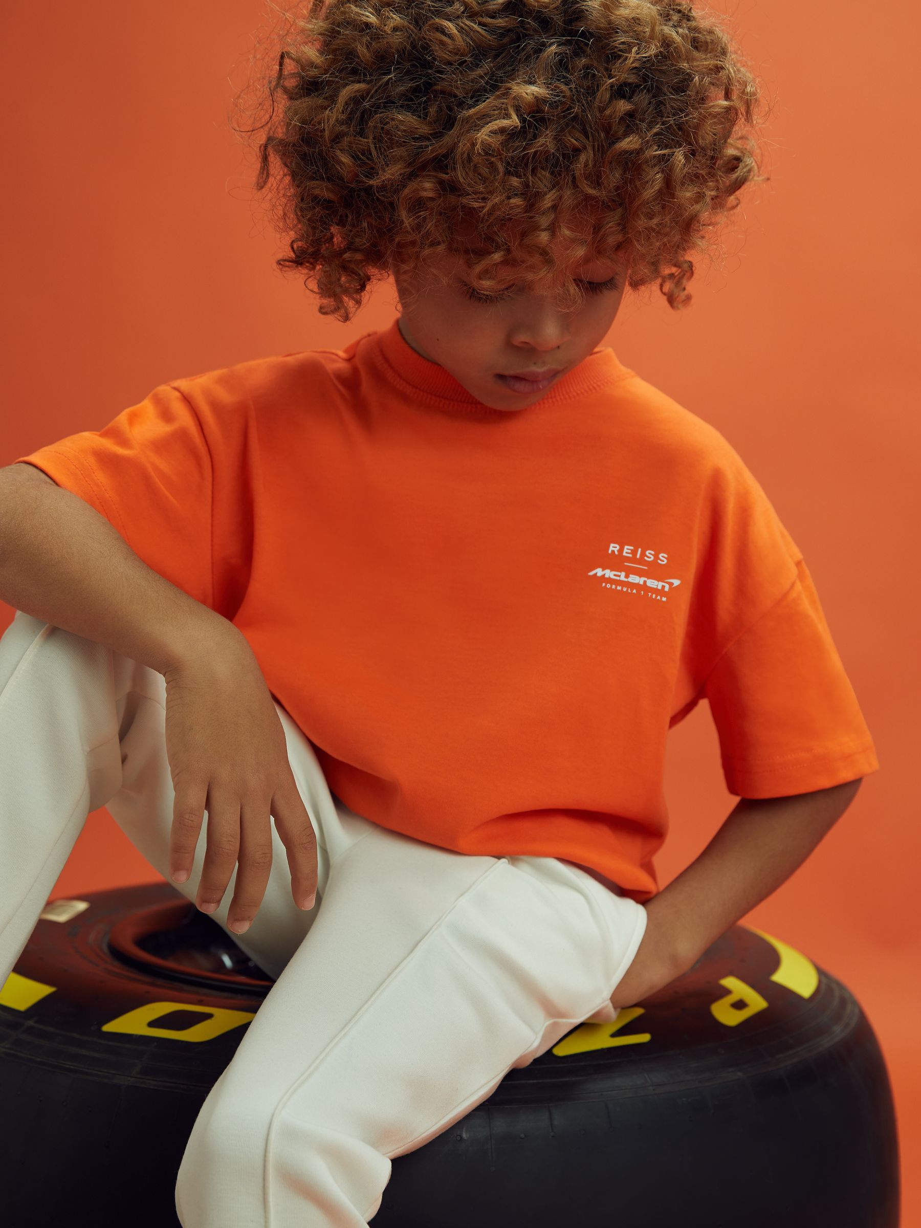 9-13 yrs McLaren F1 Oversized Cotton Crew Neck T-Shirt in Papaya - Image 1 of 10