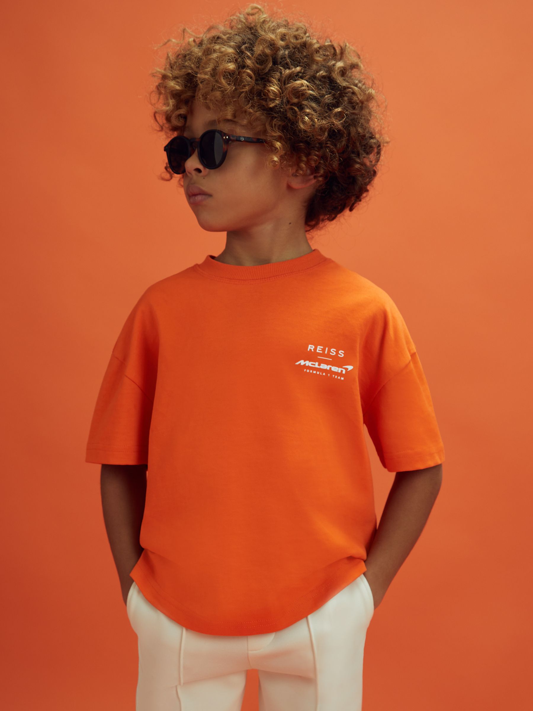 9-13 yrs McLaren F1 Oversized Cotton Crew Neck T-Shirt in Papaya - Image 3 of 10