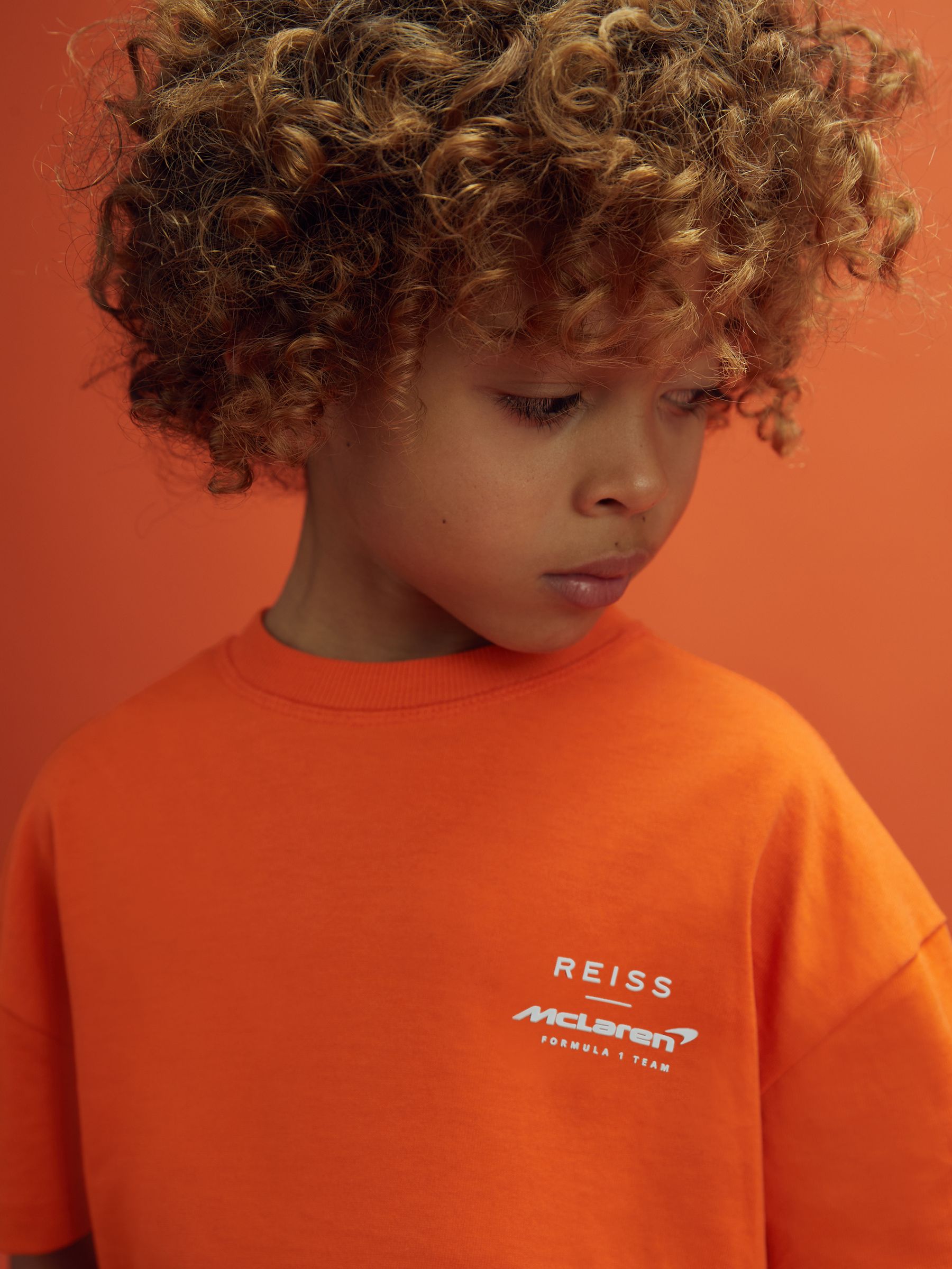 9-13 yrs McLaren F1 Oversized Cotton Crew Neck T-Shirt in Papaya - Image 4 of 10
