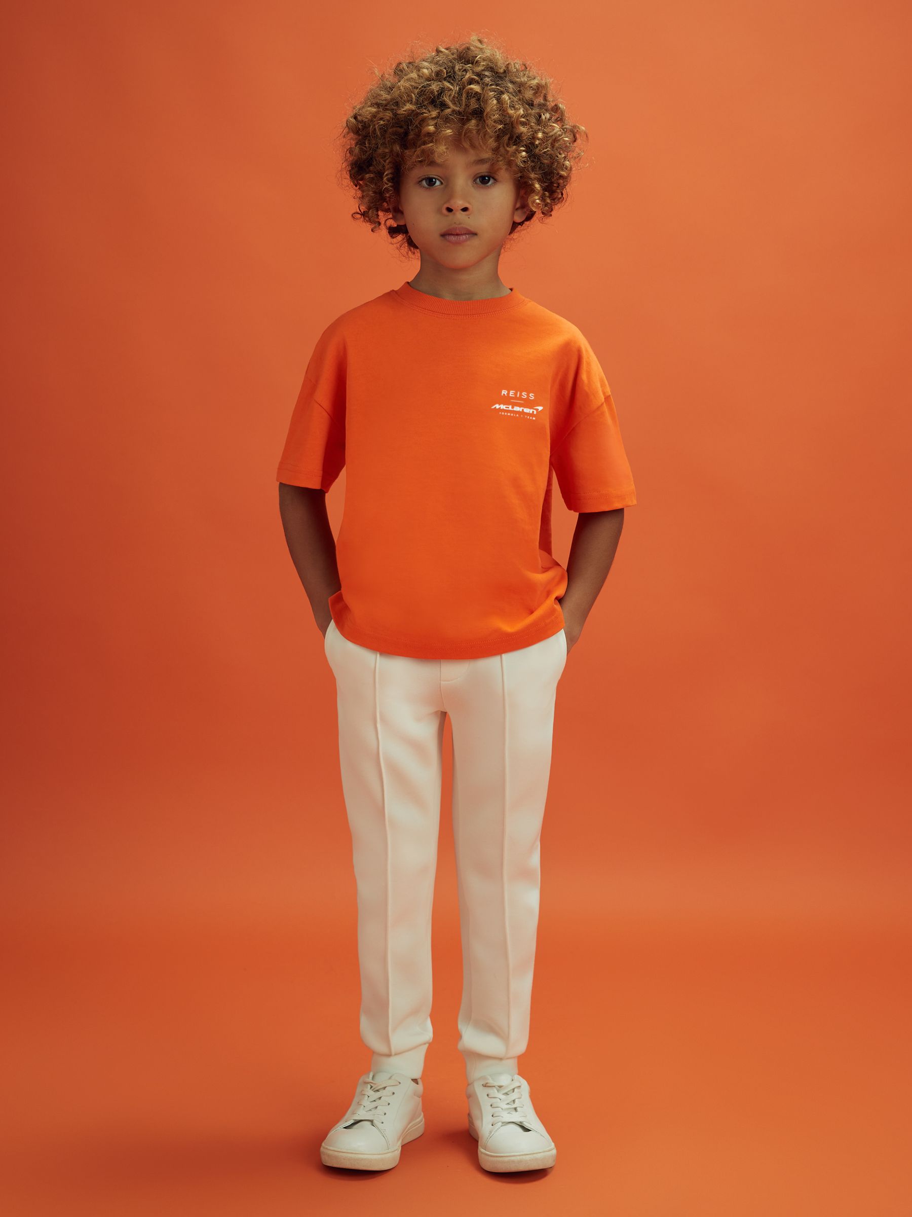 9-13 yrs McLaren F1 Oversized Cotton Crew Neck T-Shirt in Papaya - Image 5 of 10
