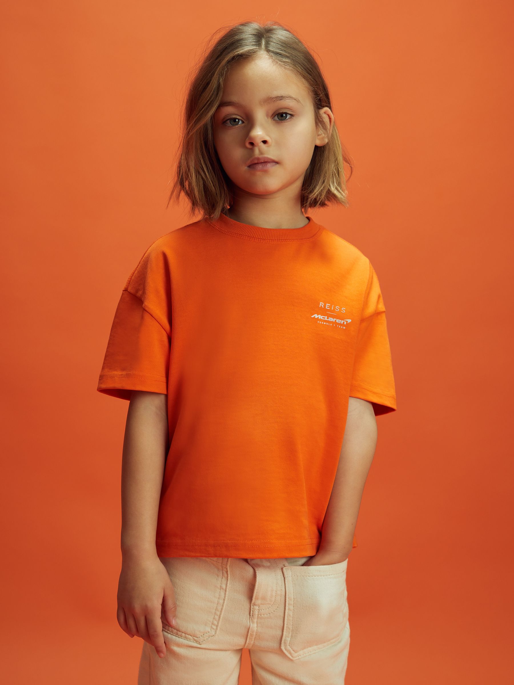 9-13 yrs McLaren F1 Oversized Cotton Crew Neck T-Shirt in Papaya - Image 6 of 10
