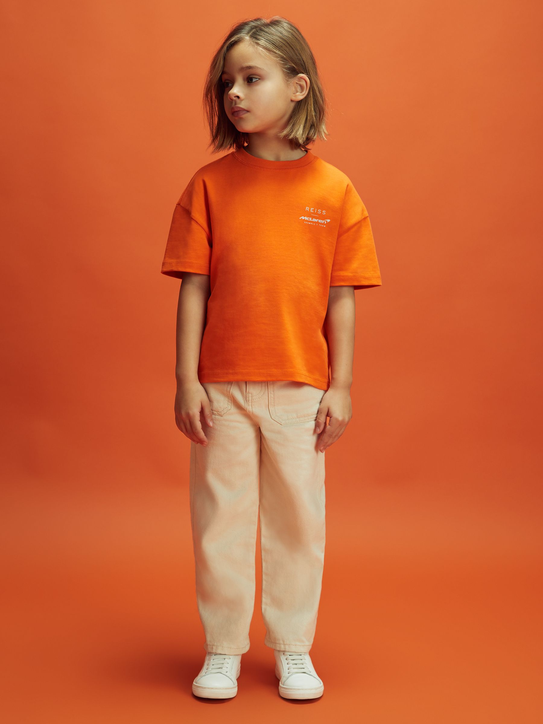 9-13 yrs McLaren F1 Oversized Cotton Crew Neck T-Shirt in Papaya - Image 7 of 10