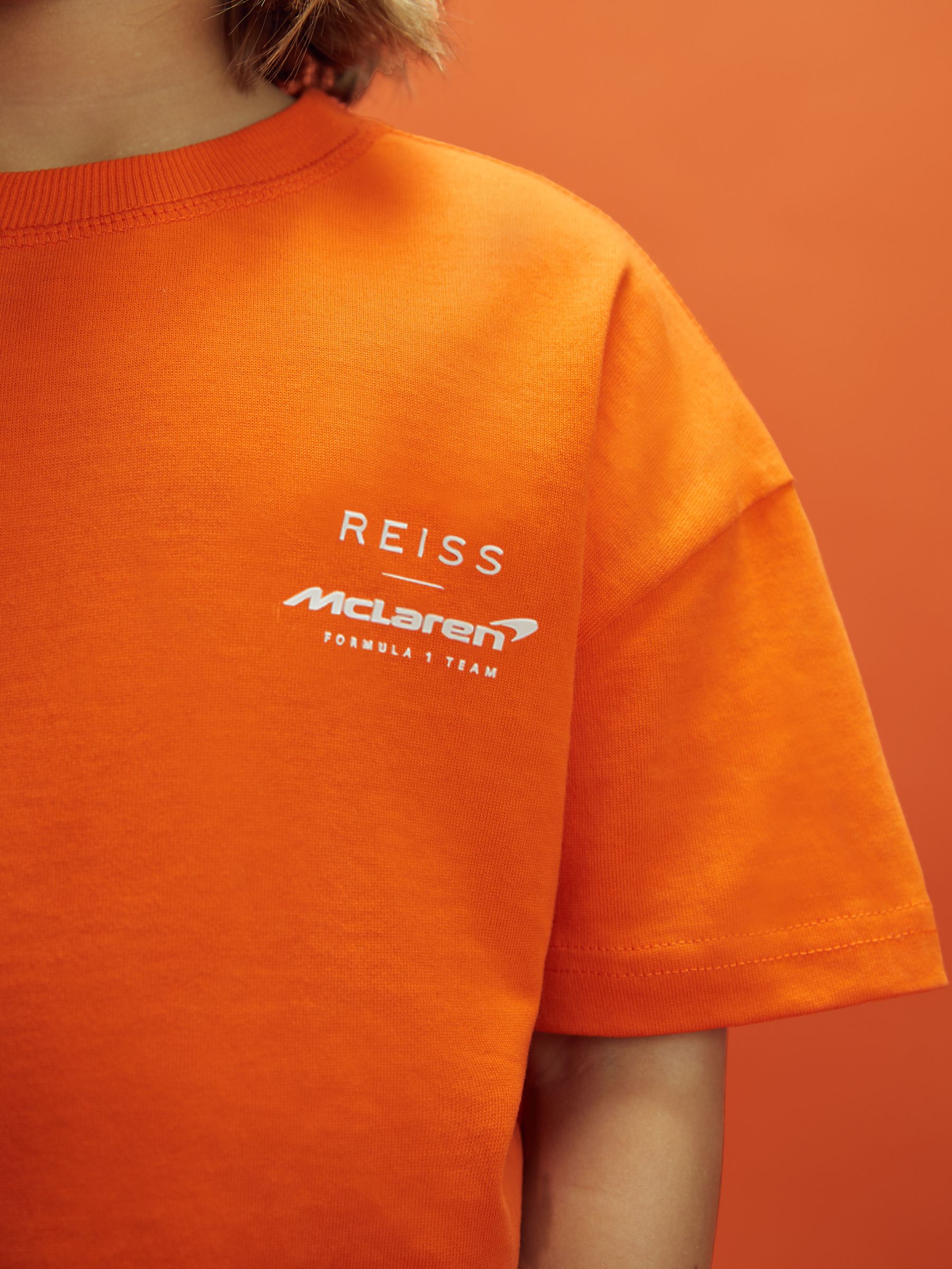 9-13 yrs McLaren F1 Oversized Cotton Crew Neck T-Shirt in Papaya - Image 8 of 10