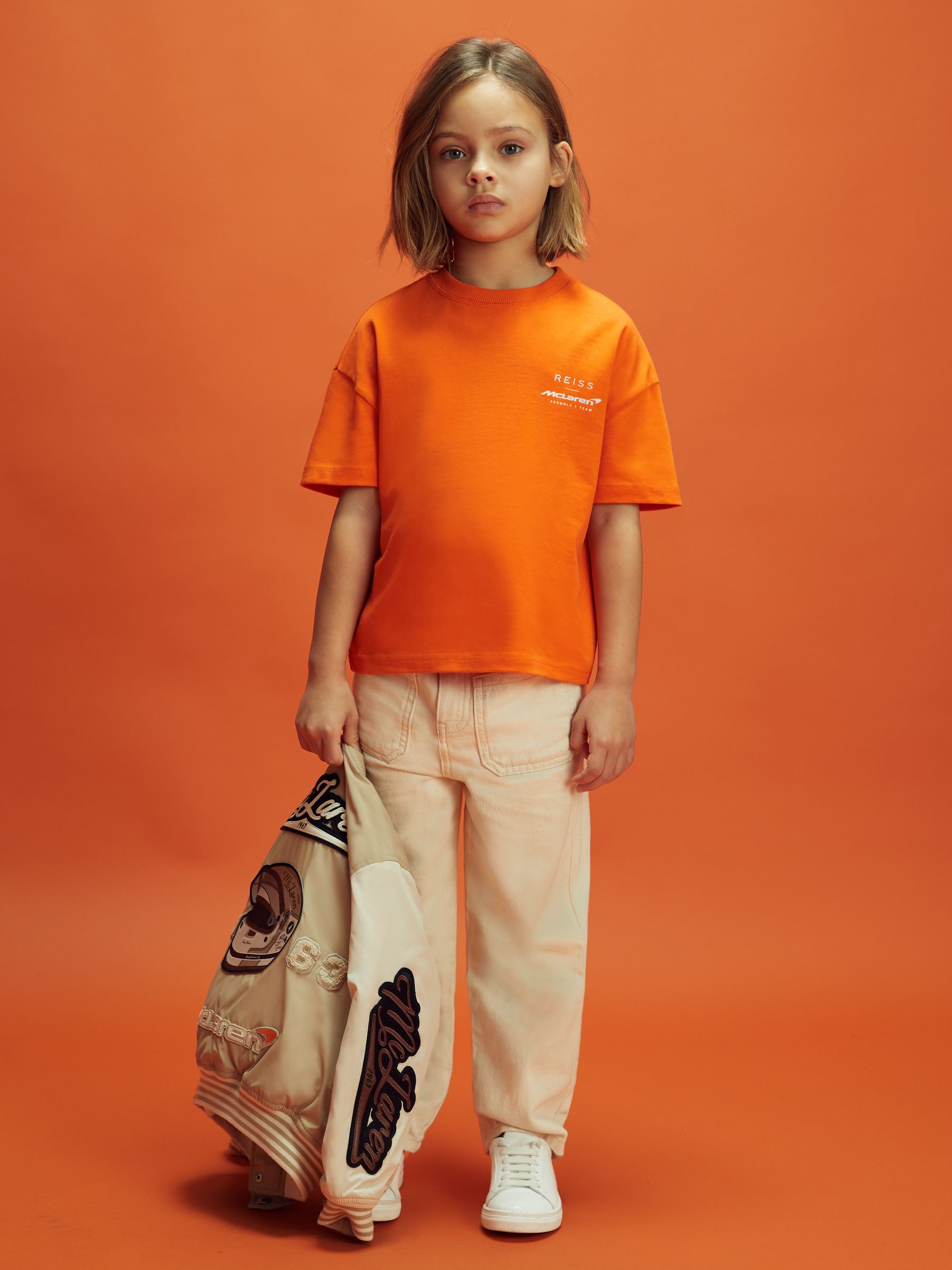 9-13 yrs McLaren F1 Oversized Cotton Crew Neck T-Shirt in Papaya - Image 9 of 10