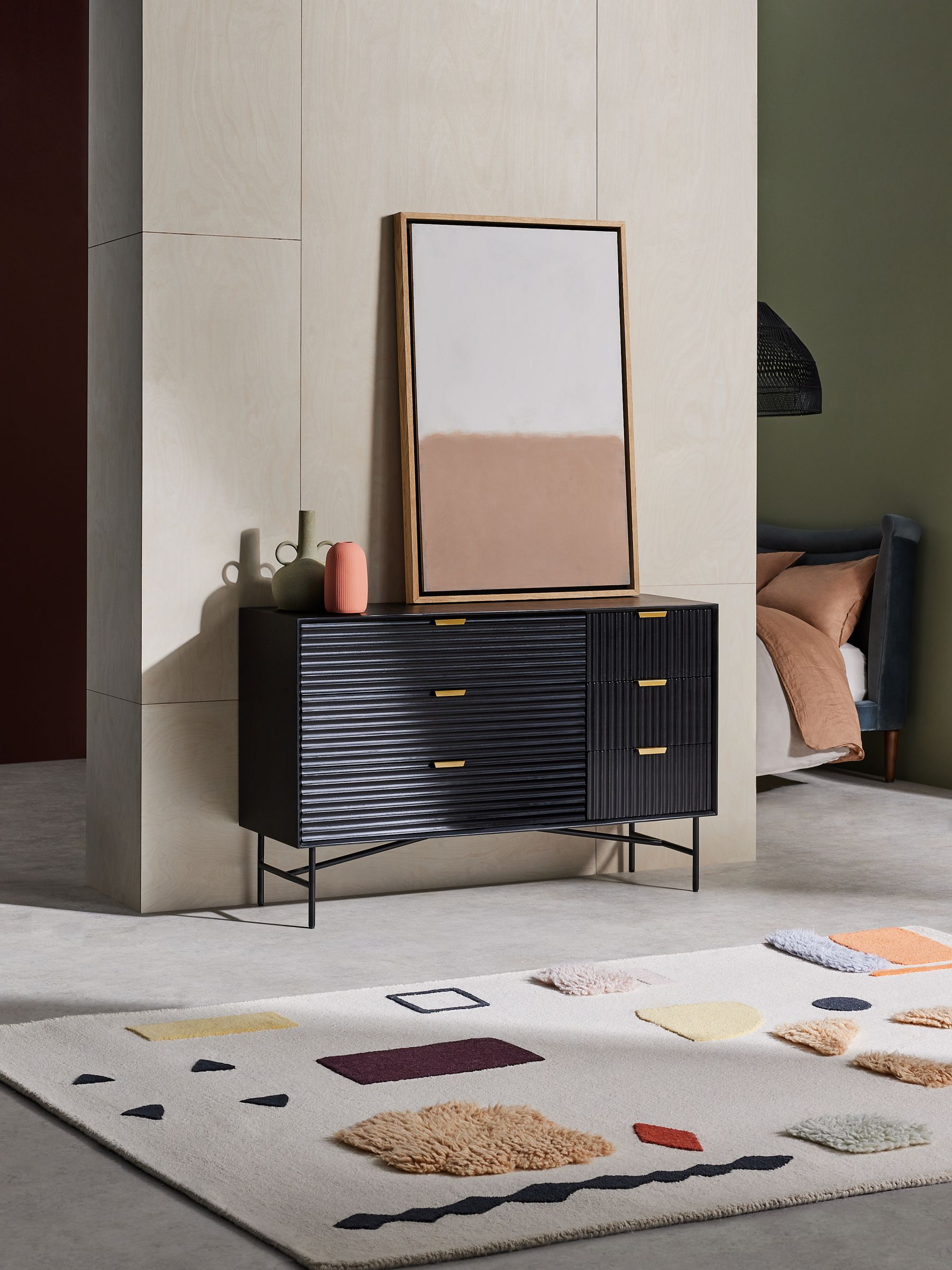 Haines Mango Wood Chest of Drawers in Black - Image 1 of 4