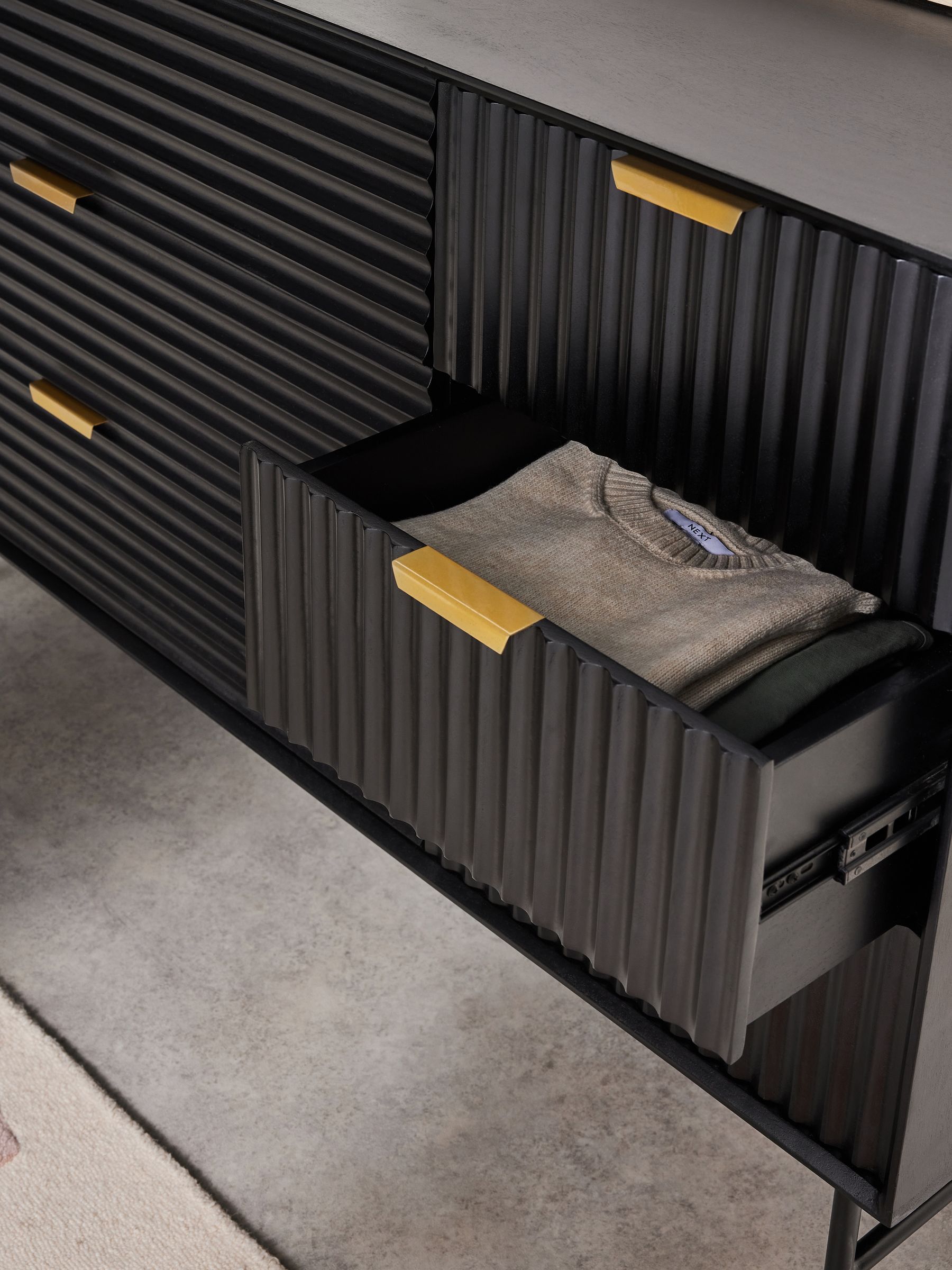 Haines Mango Wood Chest of Drawers in Black - Image 2 of 4