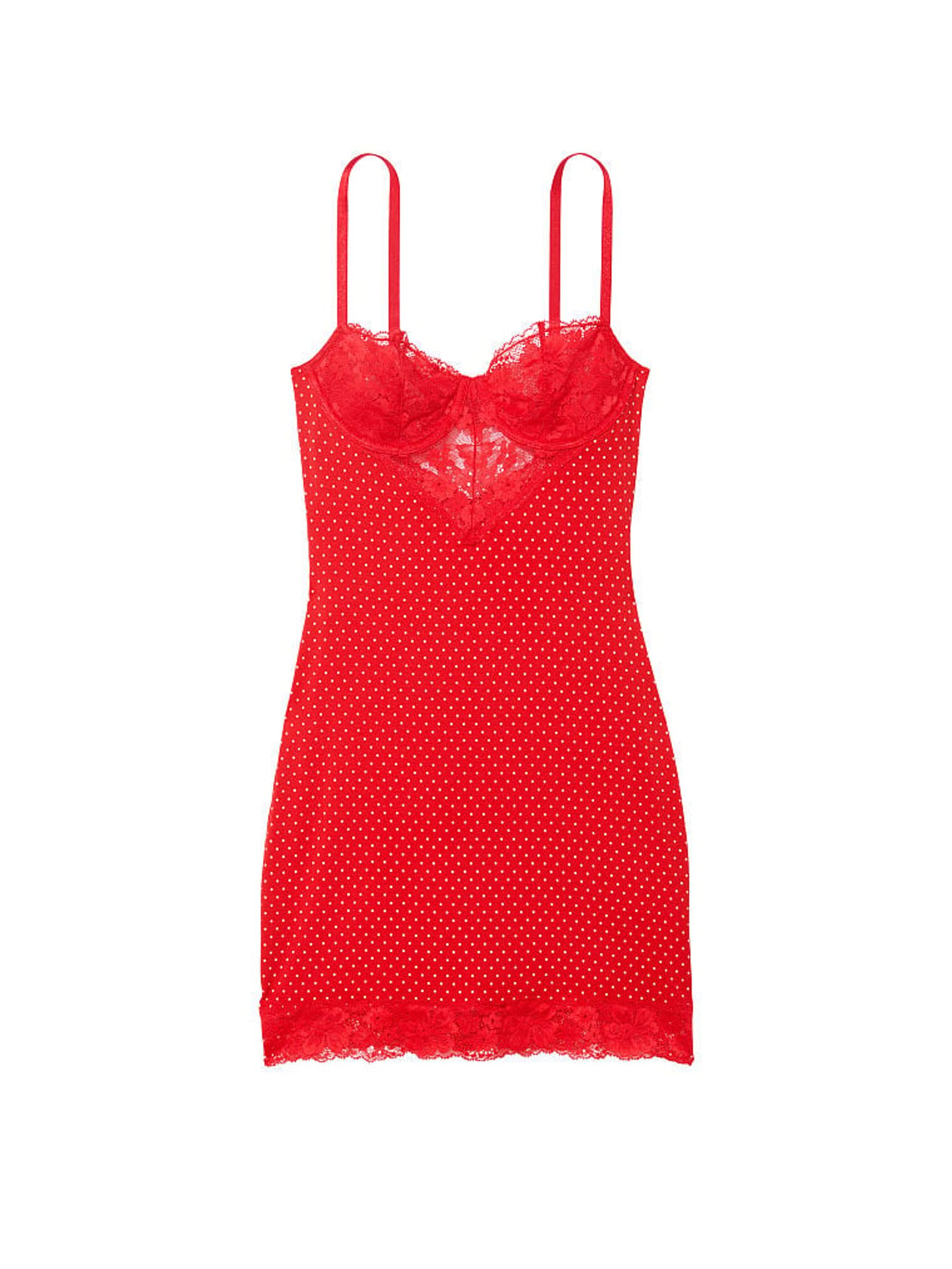 Lipstick Red Dots Modal Lace Mini Slip - Image 3 of 3
