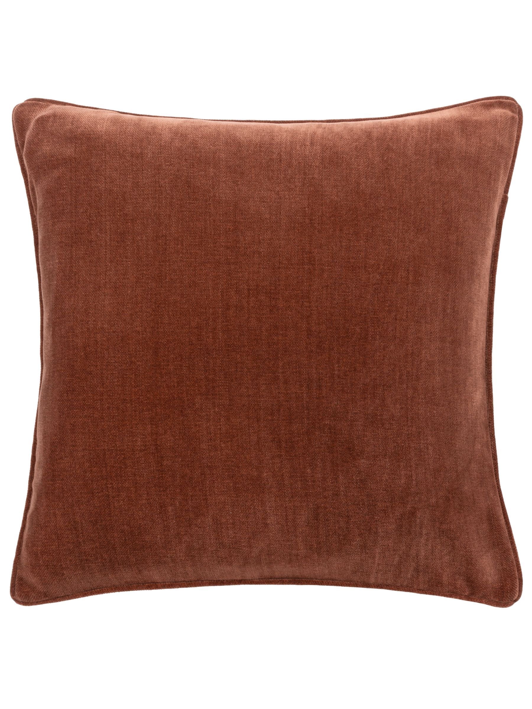 Yard Nutmeg Brown 50 x 50cm Heavy Chenille Velvet Piped Feather Filled Cushion - Image 2 of 4