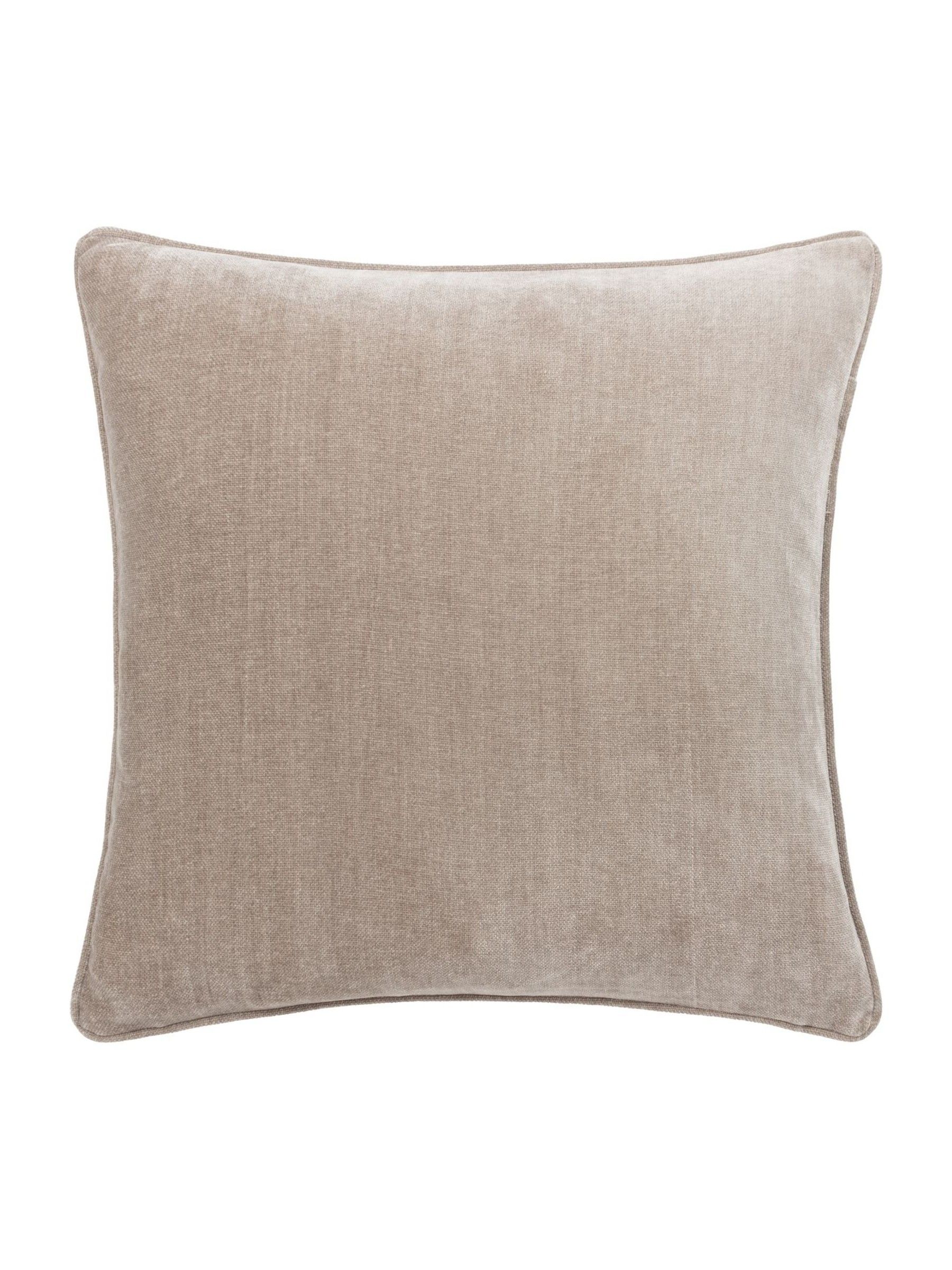 Yard Grey/Beige 50 x 50cm Heavy Chenille Velvet Piped Feather Filled Cushion - Image 3 of 4