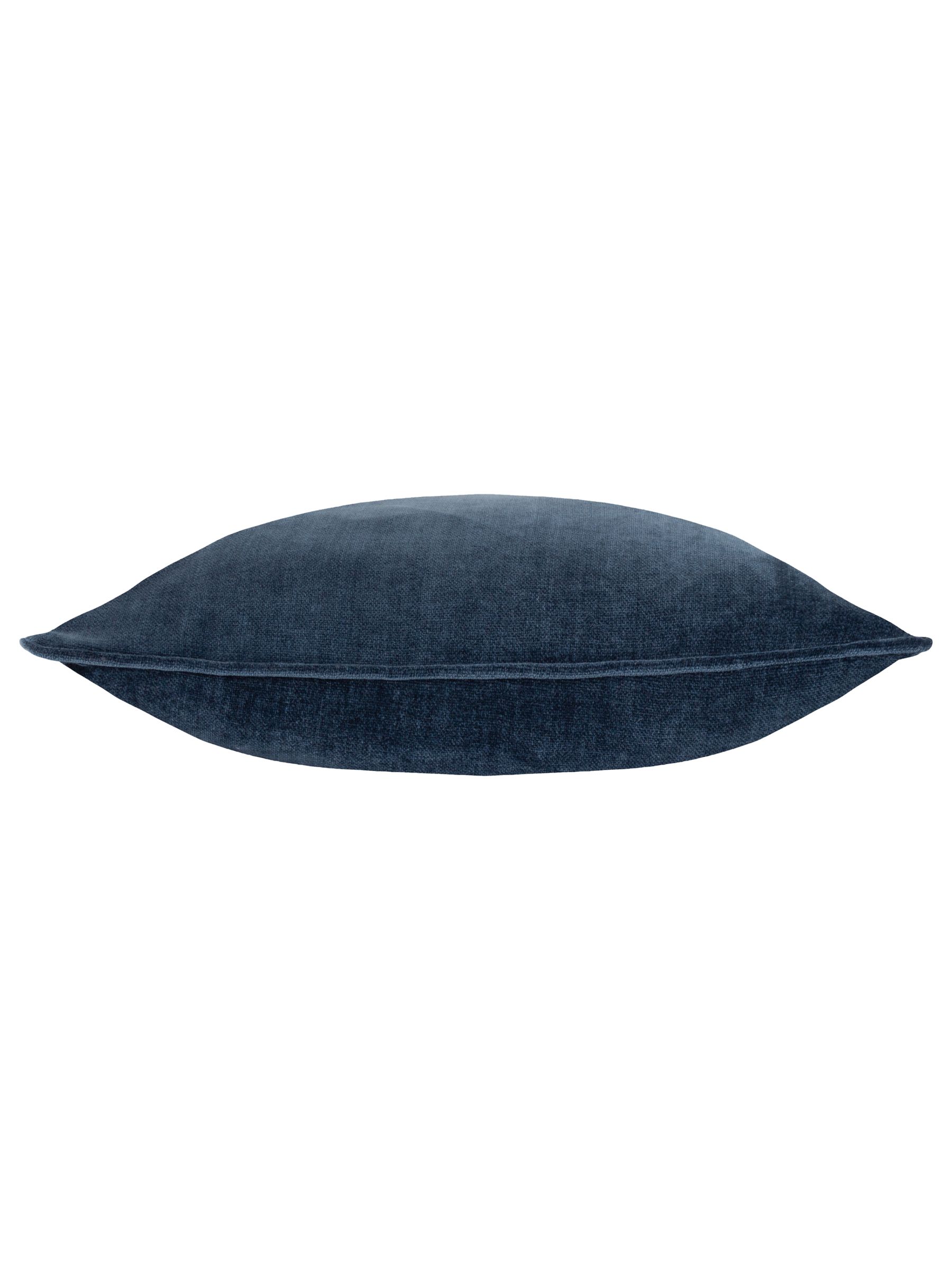 Yard Navy Blue 50 x 50cm Heavy Chenille Velvet Piped Feather Filled Cushion - Image 3 of 4