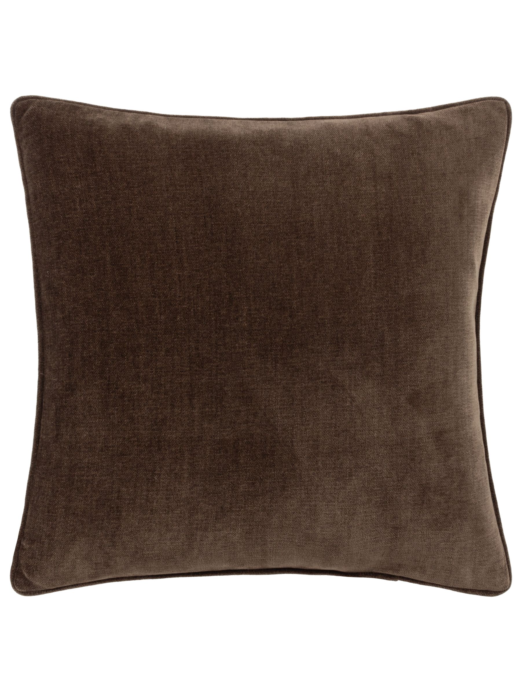 Yard Chocolate Brown 50 x 50cm Heavy Chenille Velvet Piped Cushion - Image 2 of 4
