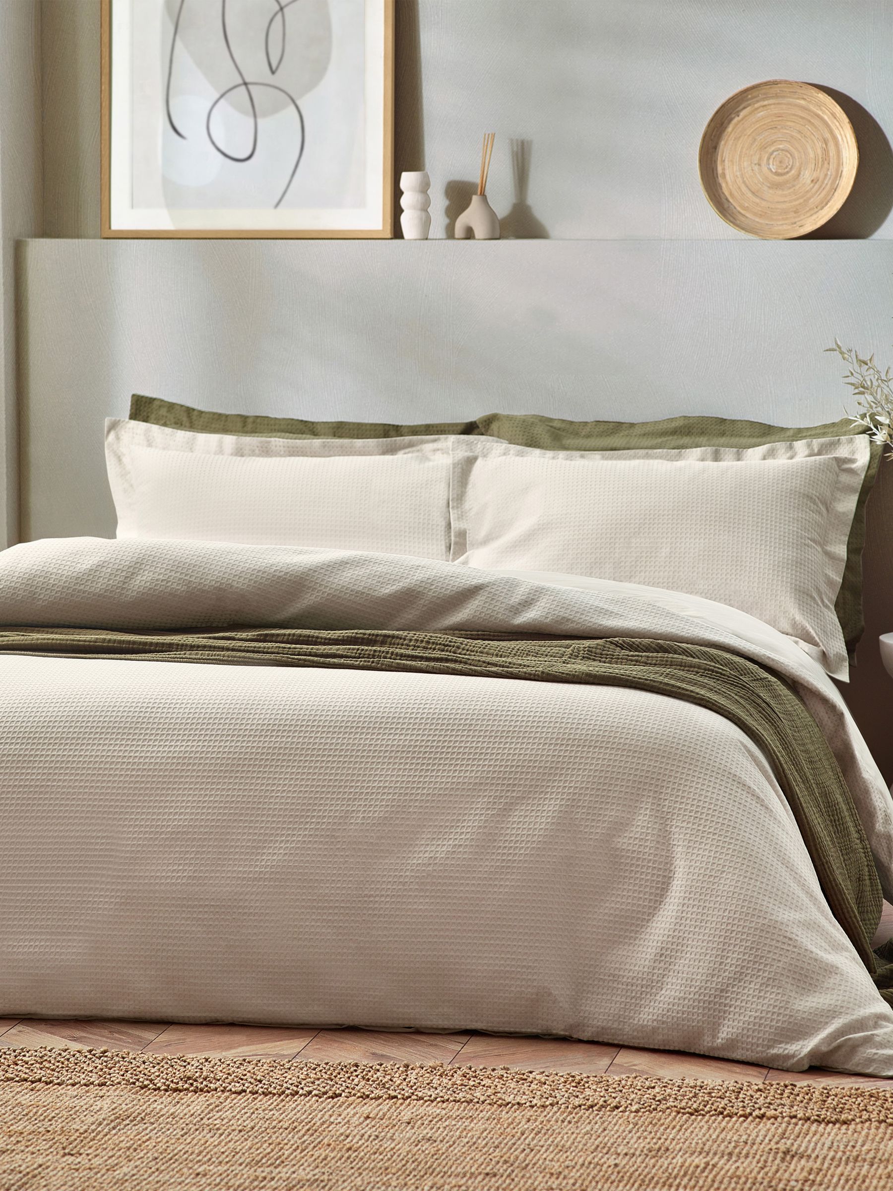 Yard Linen Waffle Textured 100% Cotton Duvet Cover Set - Image 1 of 3