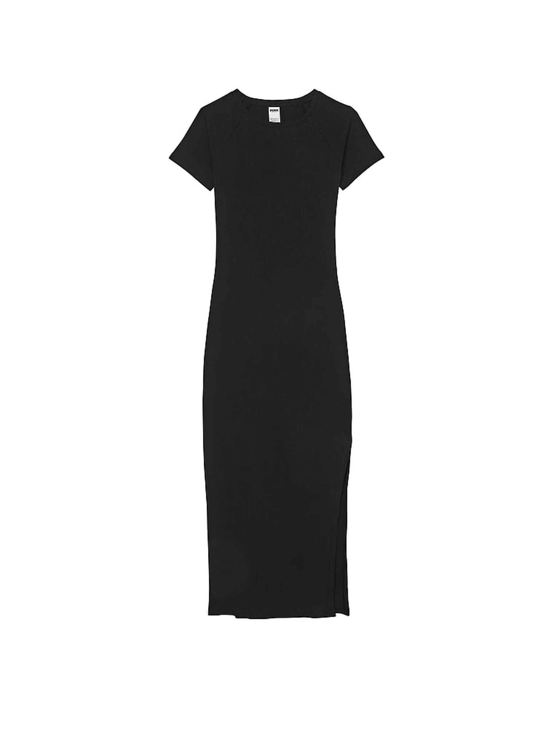 Pure Black Short Sleeve Midi Dress - Image 3 of 3
