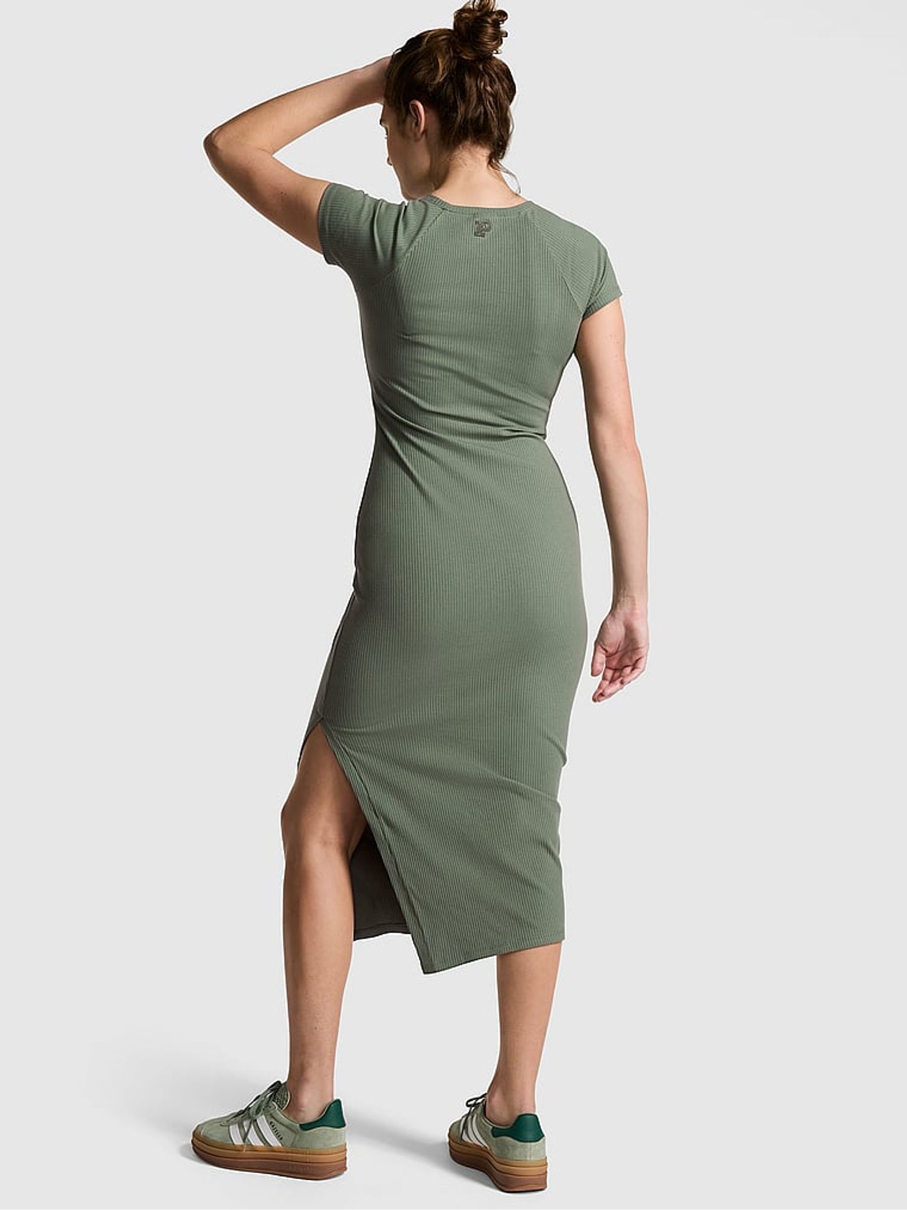 Forest Pine Green Short Sleeve Midi Dress - Image 2 of 3