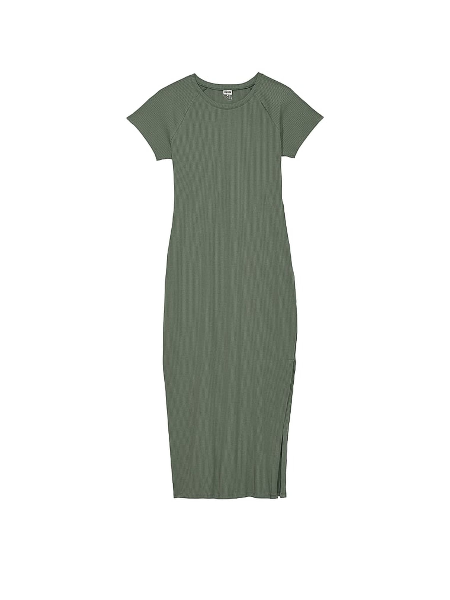 Forest Pine Green Short Sleeve Midi Dress - Image 3 of 3