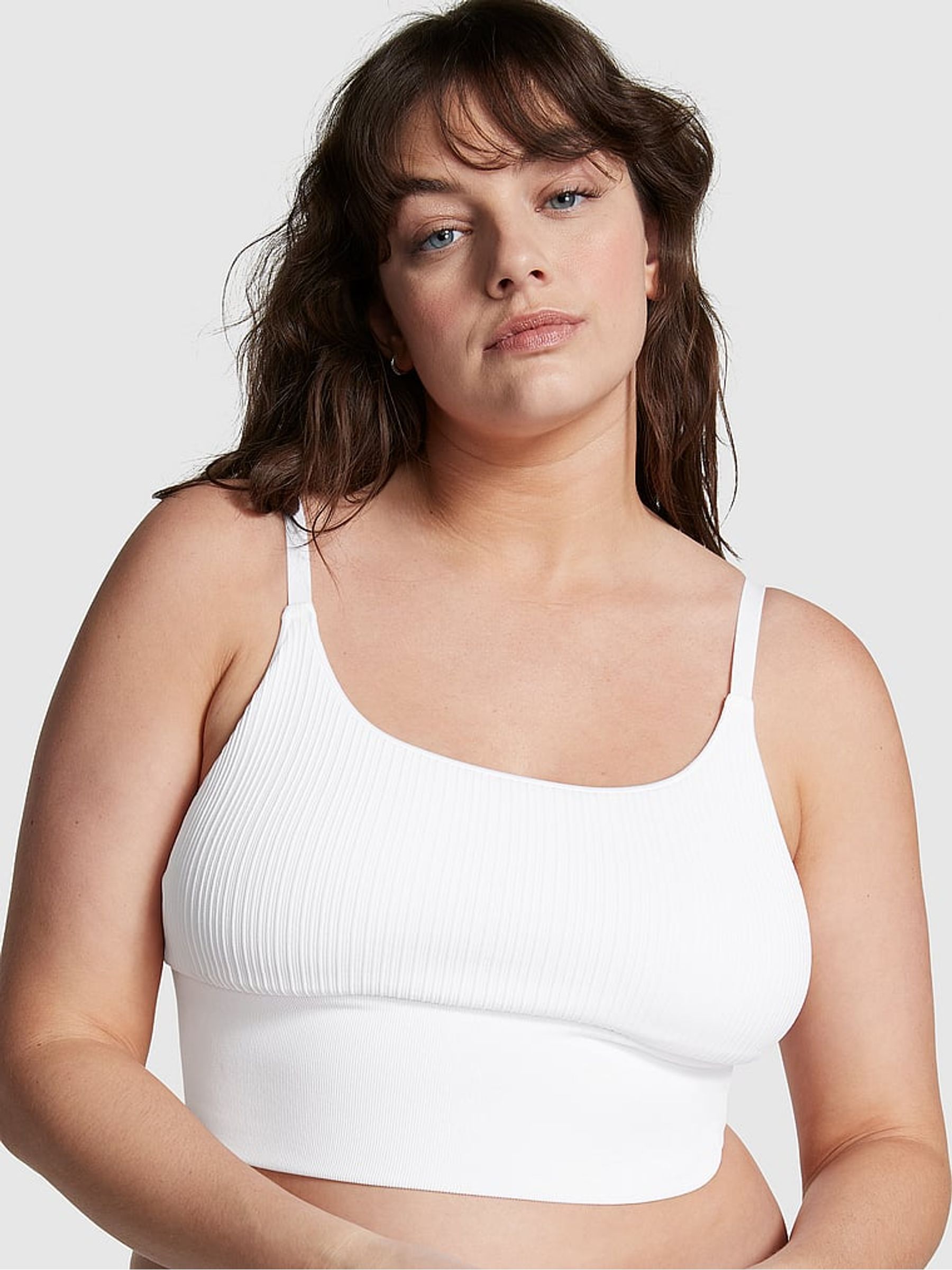 Optic White Longline Seamless Low Impact Sports Bra - Image 1 of 4