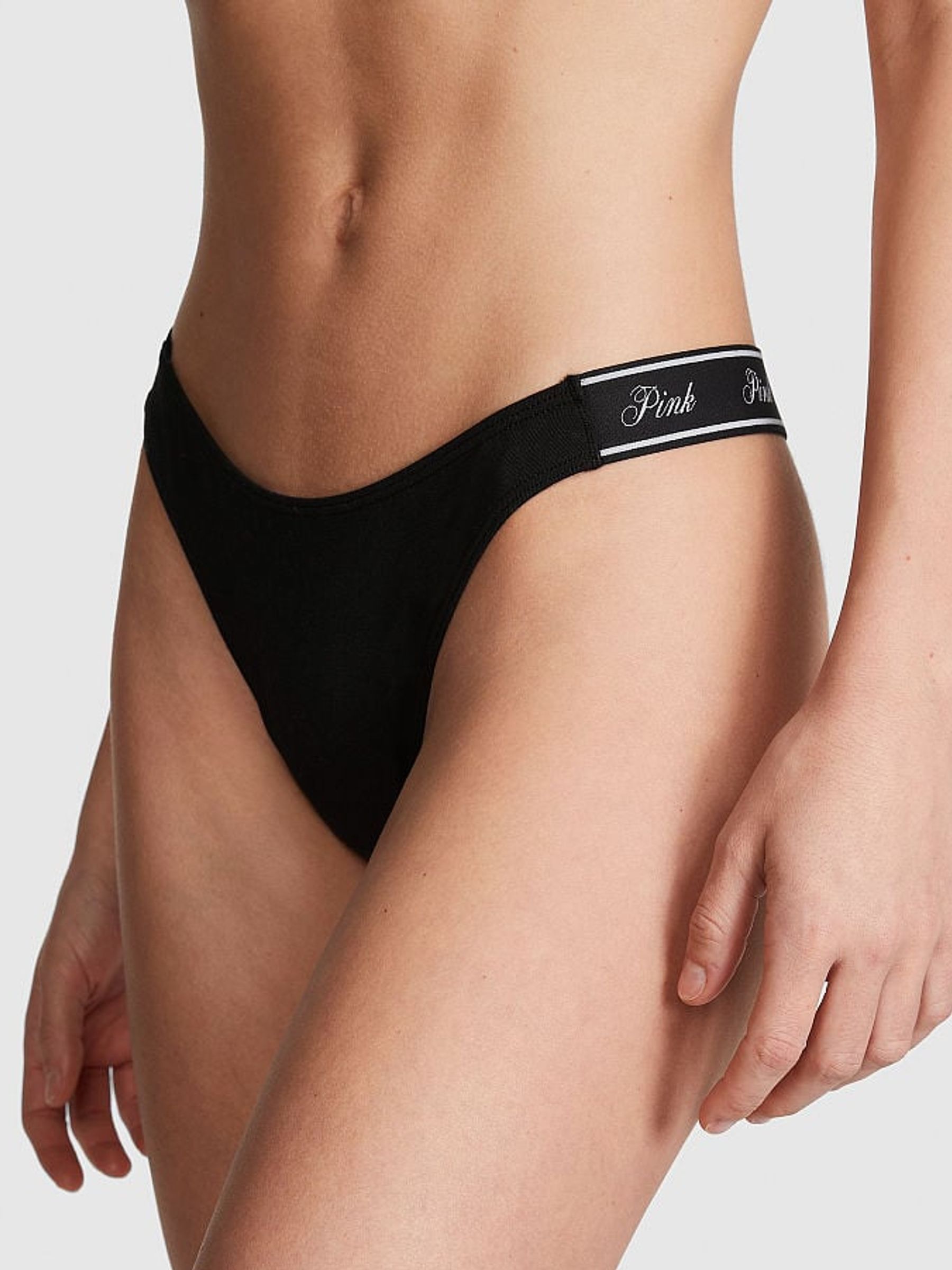 Black/White/Nude/Grey/Navy Blue Thong Logo 5 Pack Knickers - Image 2 of 3