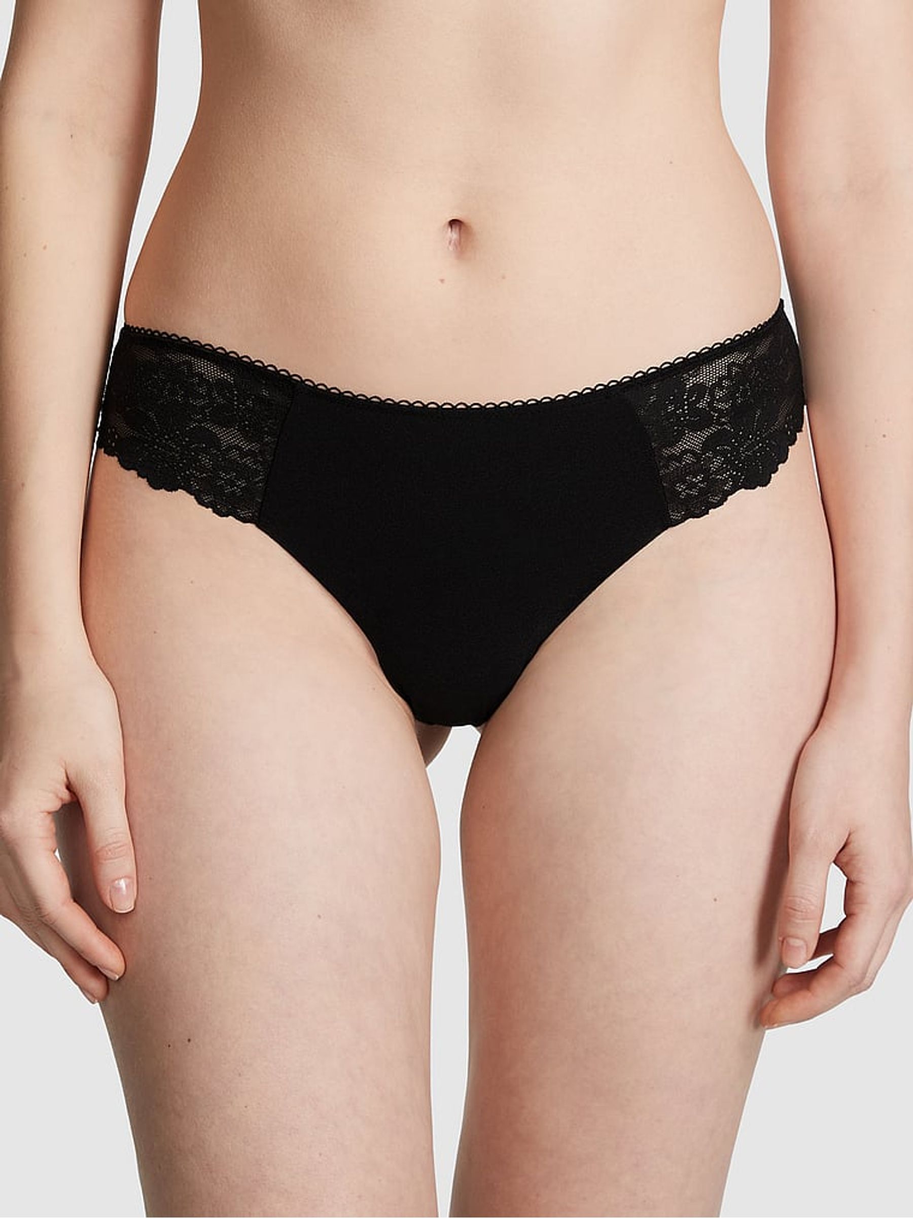 Black Lace Thong Knickers - Image 1 of 3