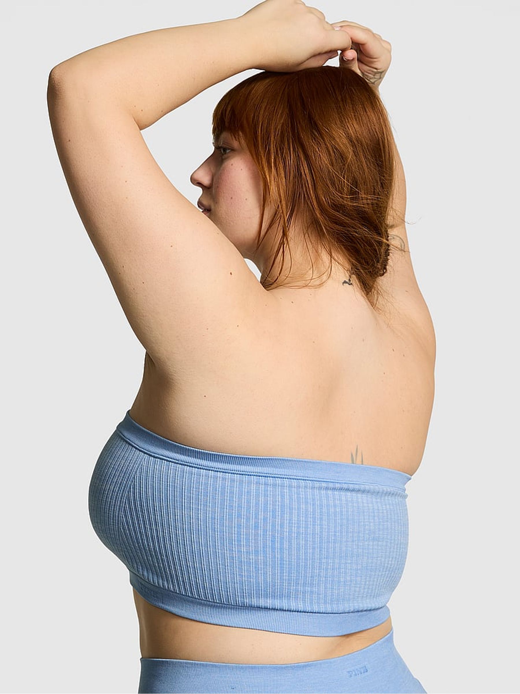 Denim Blue Seamless Strapless Low Impact Sports Bralette - Image 2 of 3