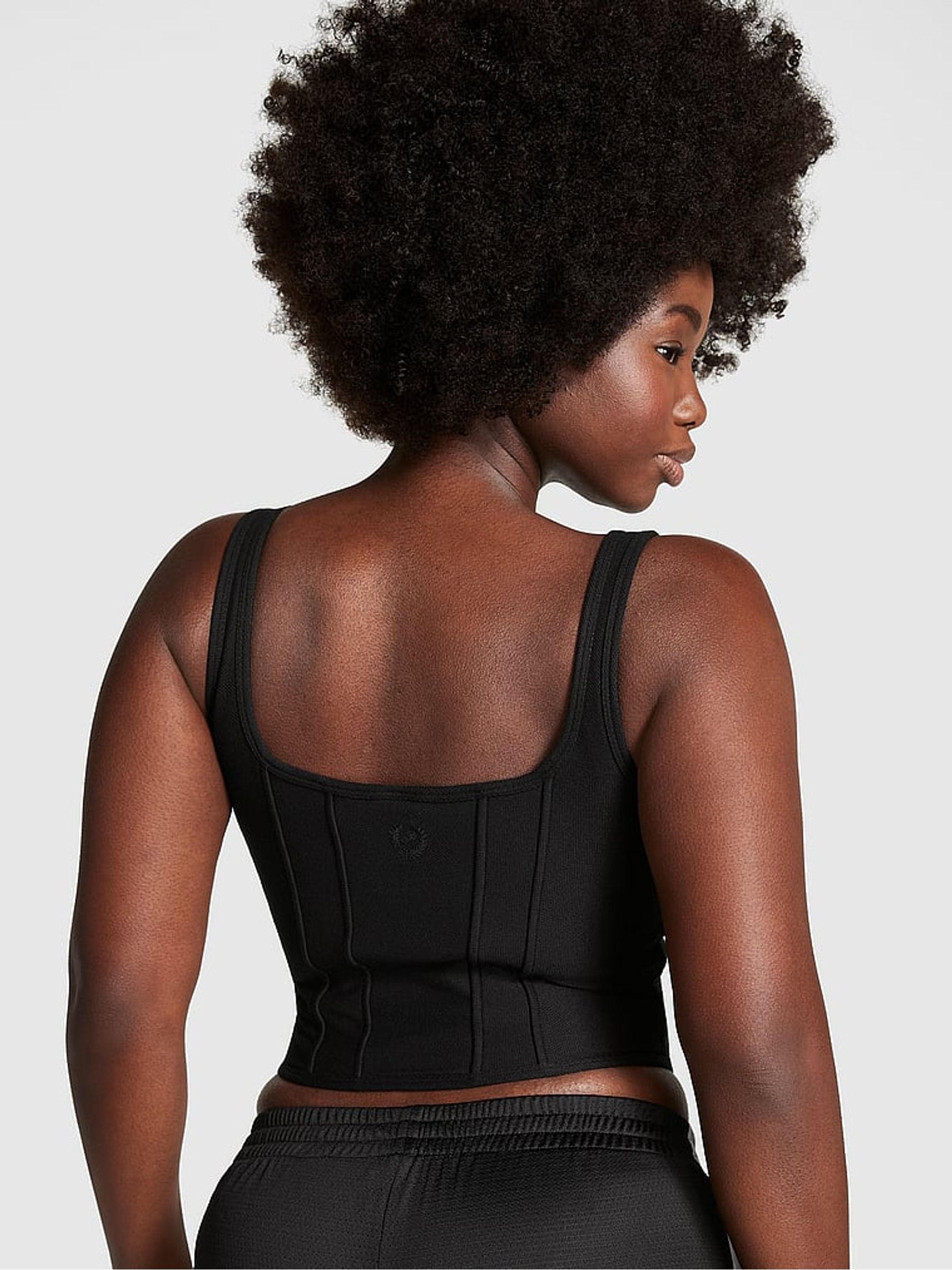 Pure Black Pique Cinched Top - Image 2 of 3