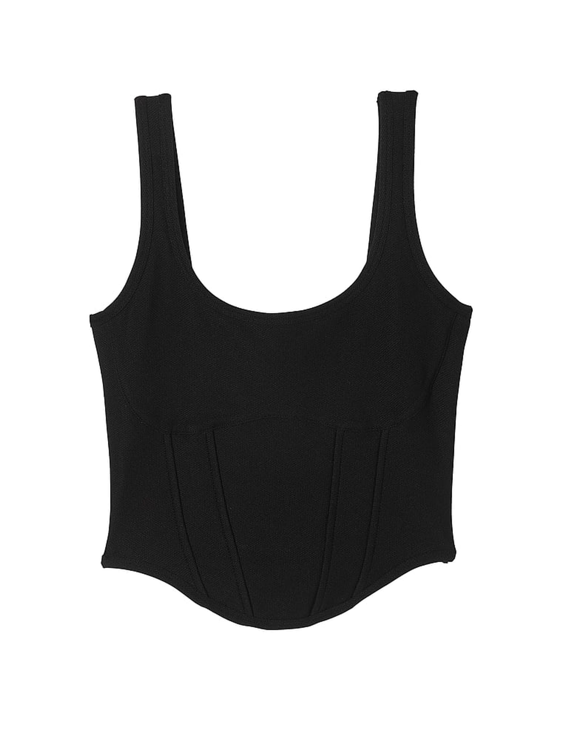 Pure Black Pique Cinched Top - Image 3 of 3