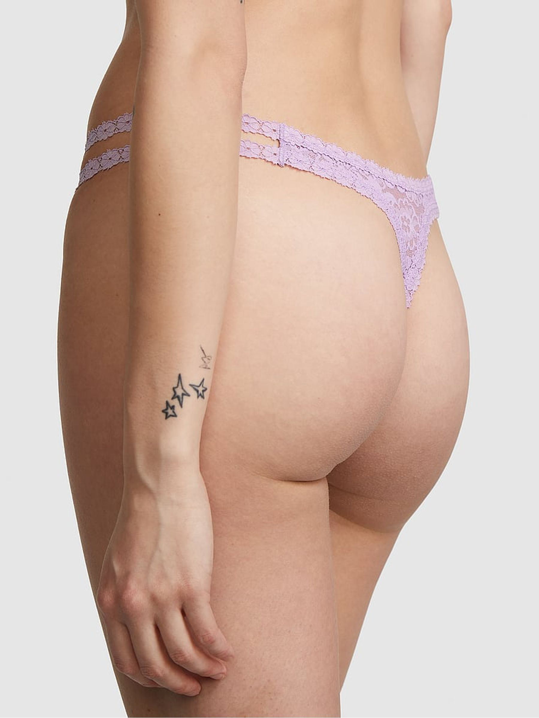 Pastel Lilac Purple Thong Lace Knickers - Image 2 of 3