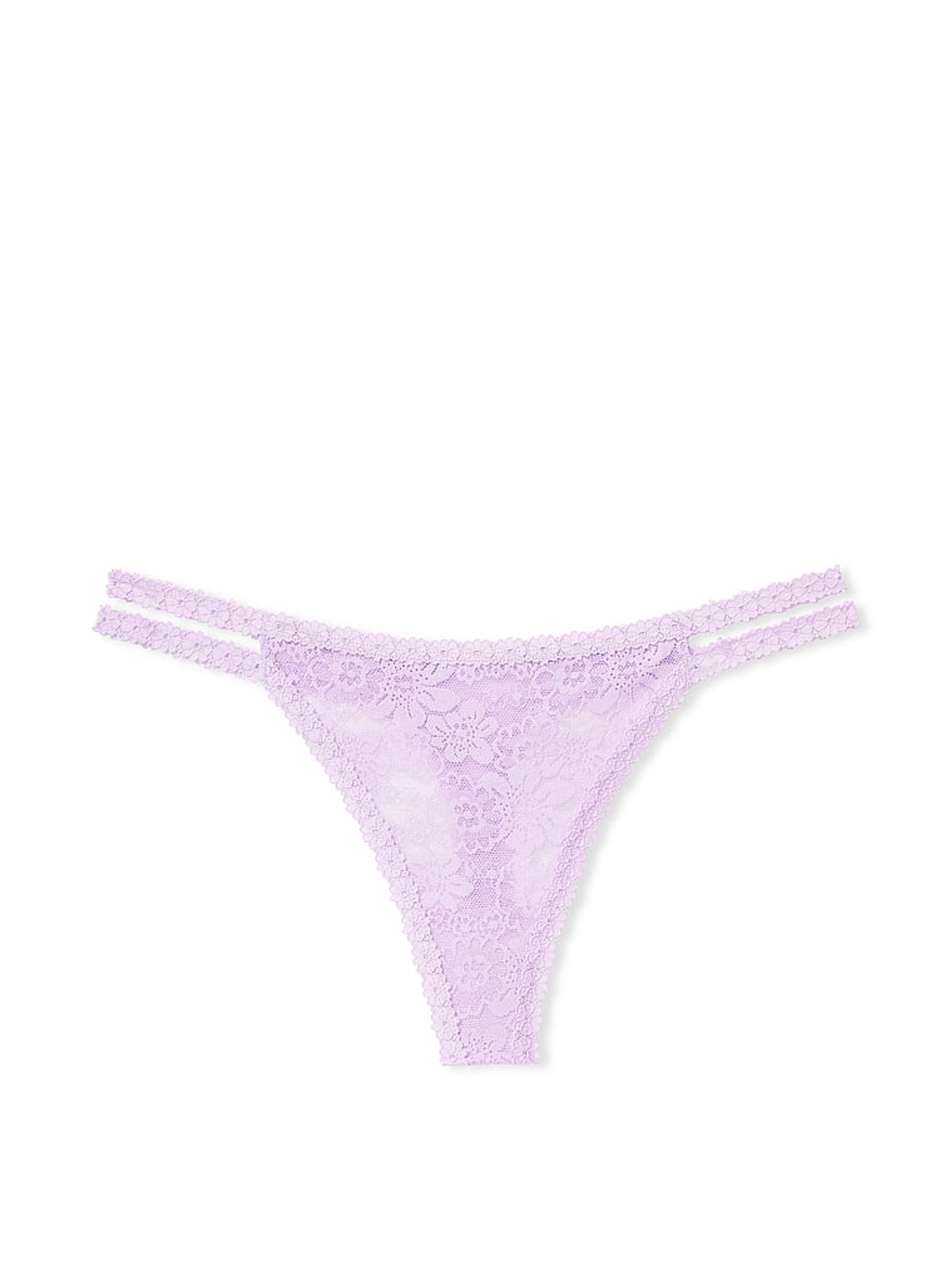 Pastel Lilac Purple Thong Lace Knickers - Image 3 of 3