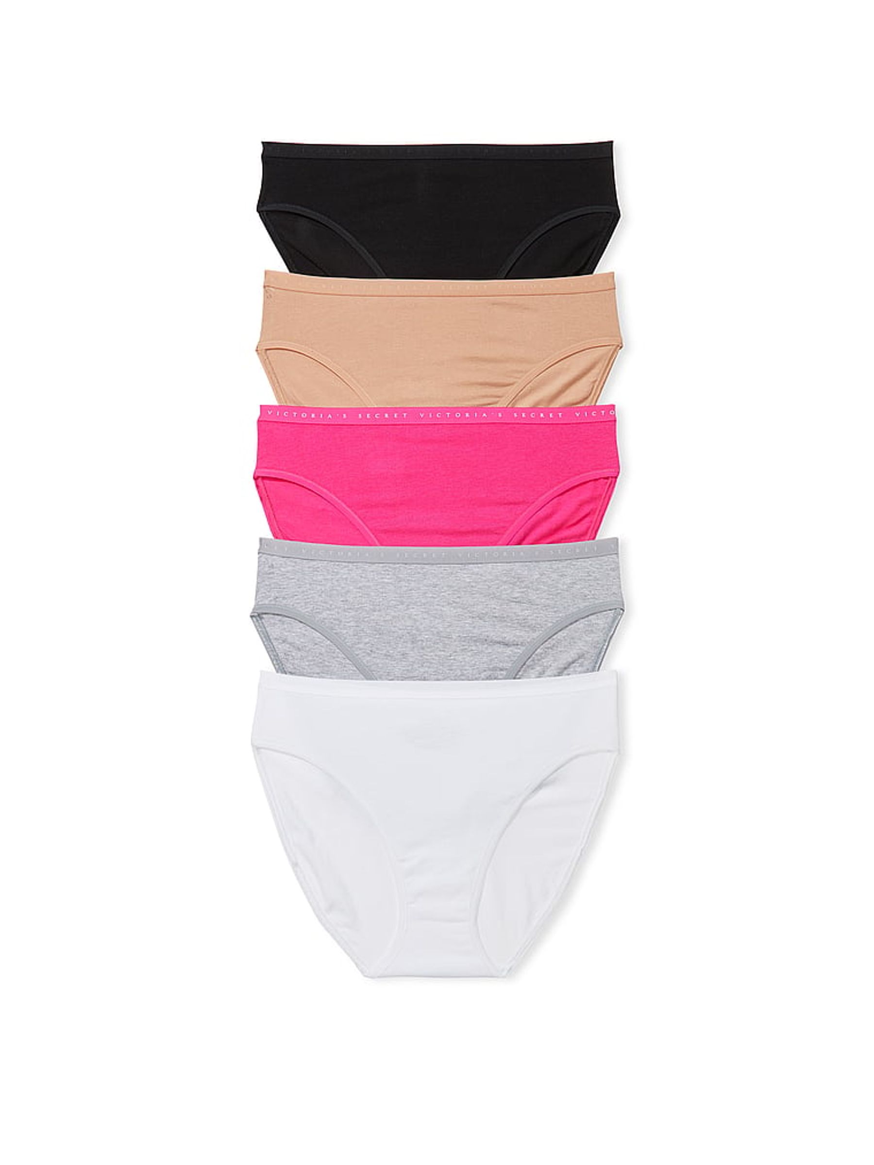 Black/Nude/Pink/Grey/White Brief Logo 5 Pack Knickers - Image 1 of 1