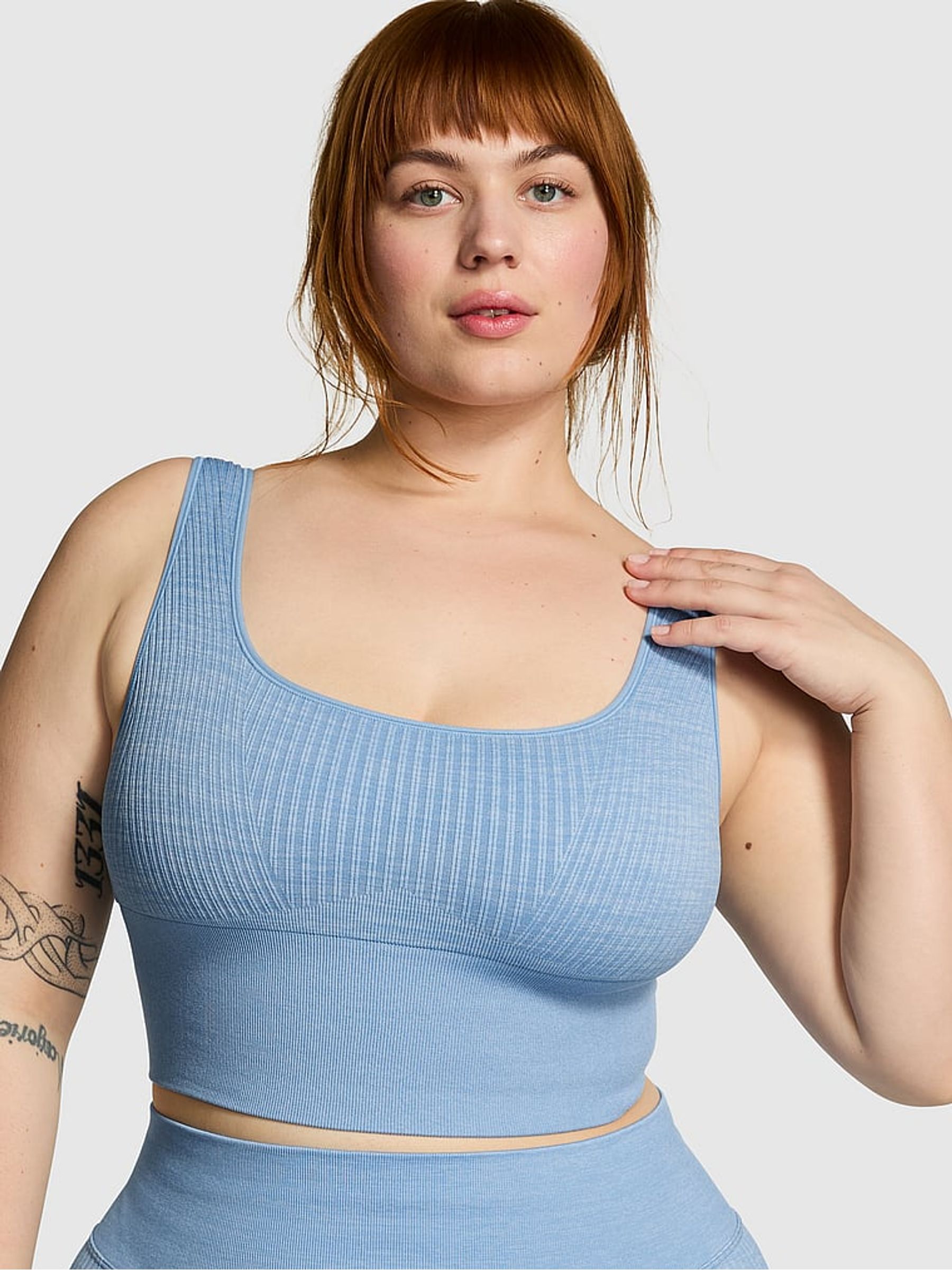 Denim Blue Seamless Low Impact Sports Bra - Image 1 of 4