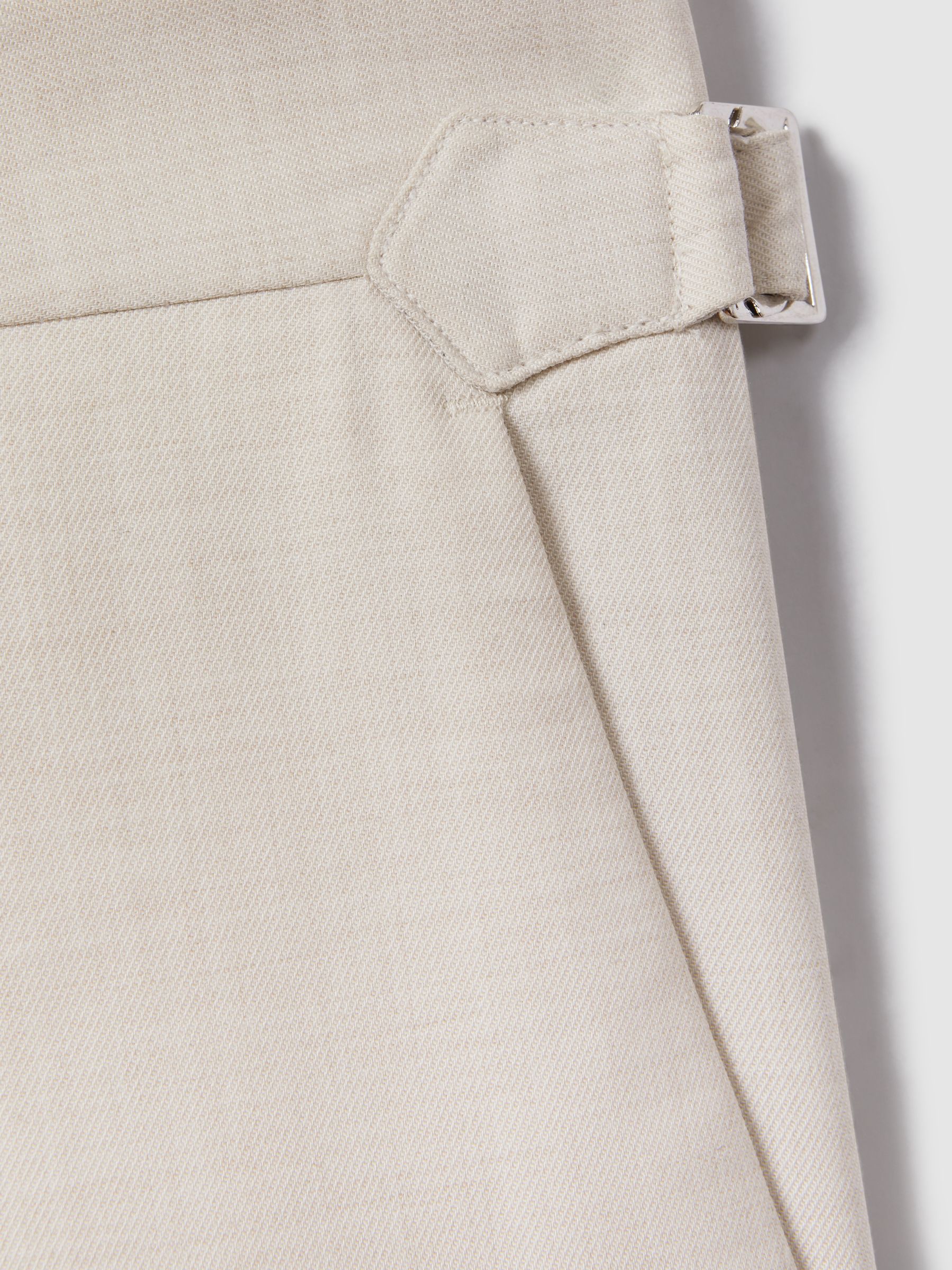 Slim Fit Adjuster Tapered Trousers with Turn-Ups in Ecru - Image 6 of 6