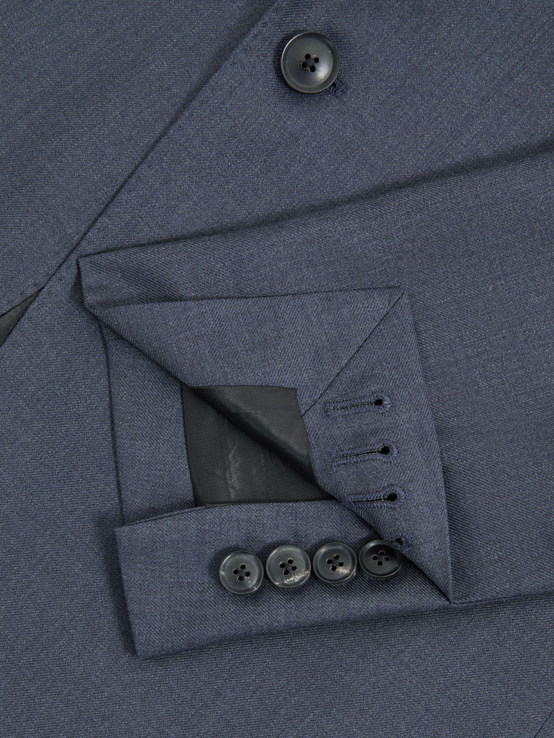 Slim Fit Single Breasted Wool Blazer in Airforce Blue - Image 6 of 7