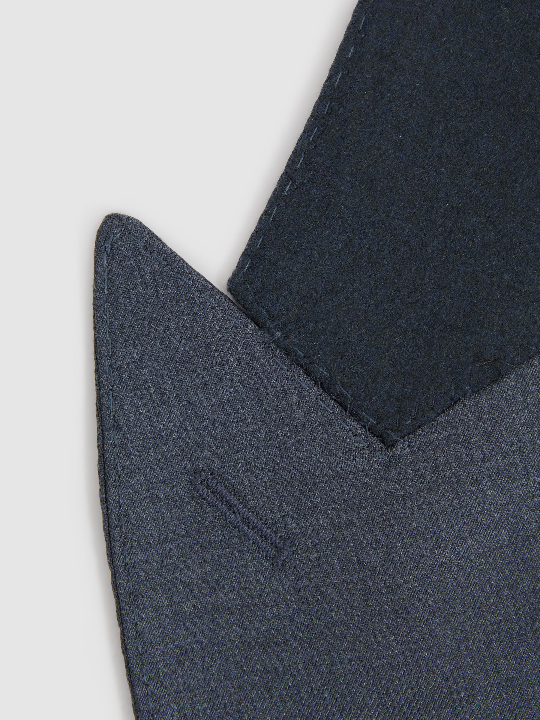 Slim Fit Single Breasted Wool Blazer in Airforce Blue - Image 7 of 7