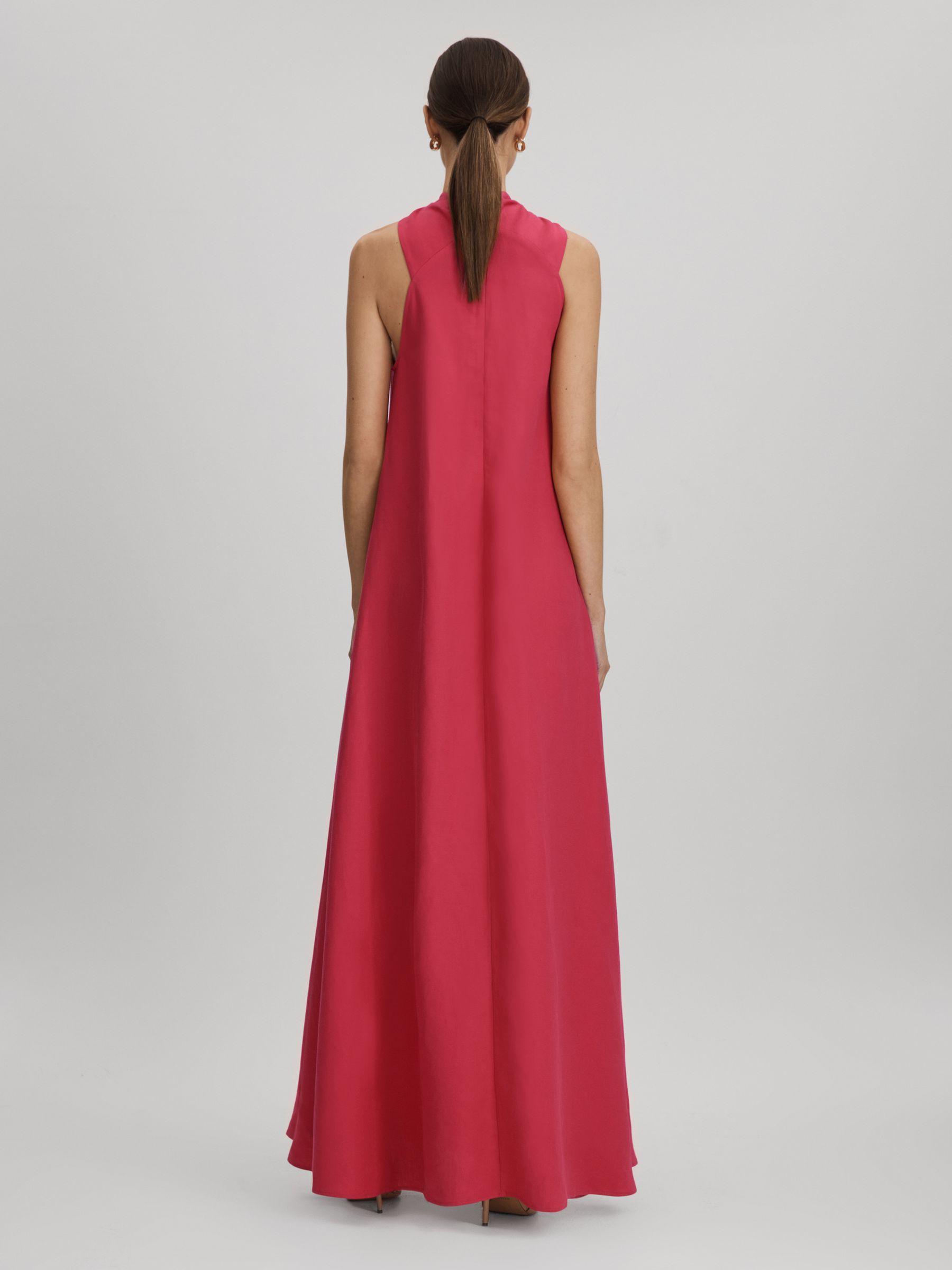 Linen Blend Drape Maxi Dress in Coral - Image 5 of 8